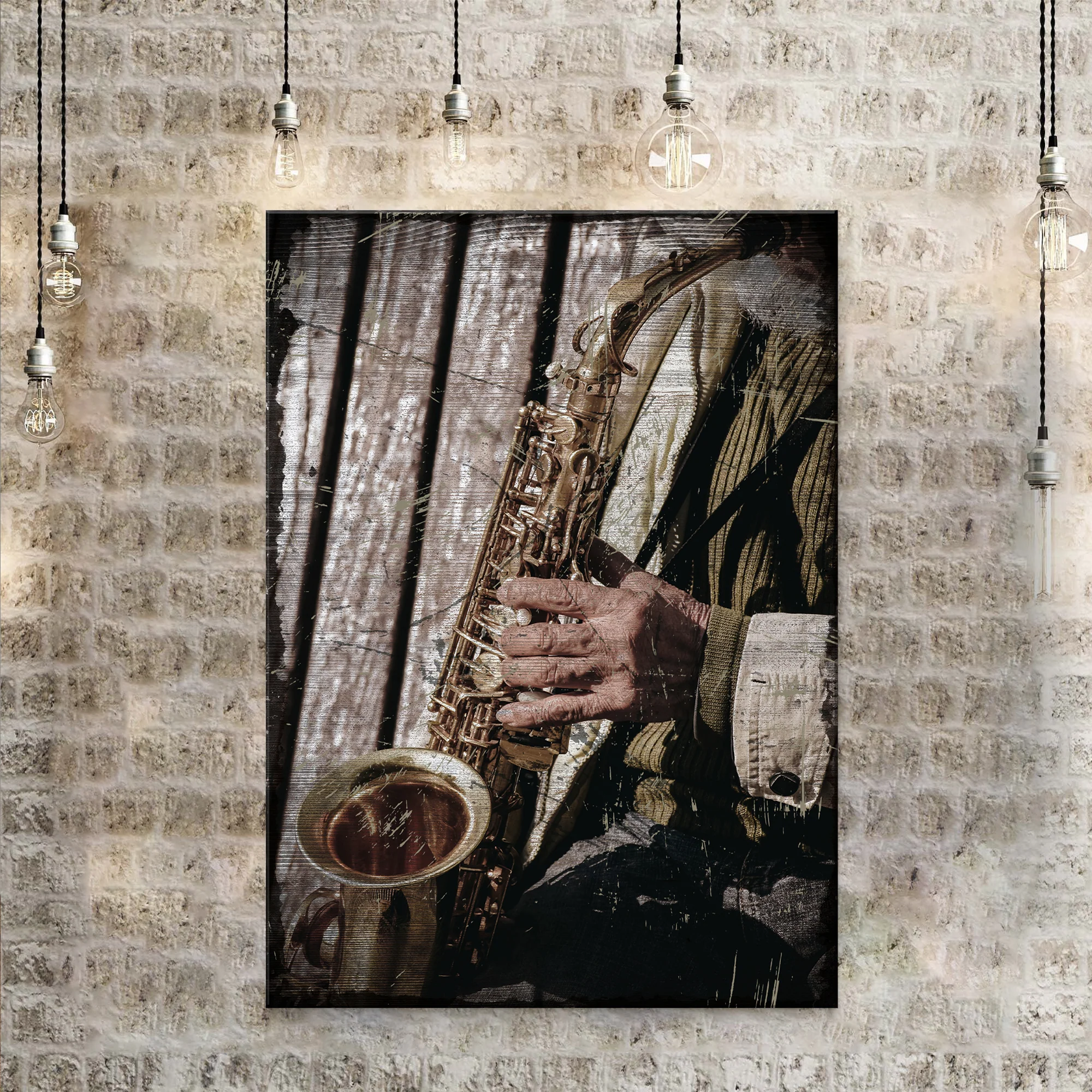 Music Genres Jazz Rustic Canvas Wall Art - Image 3