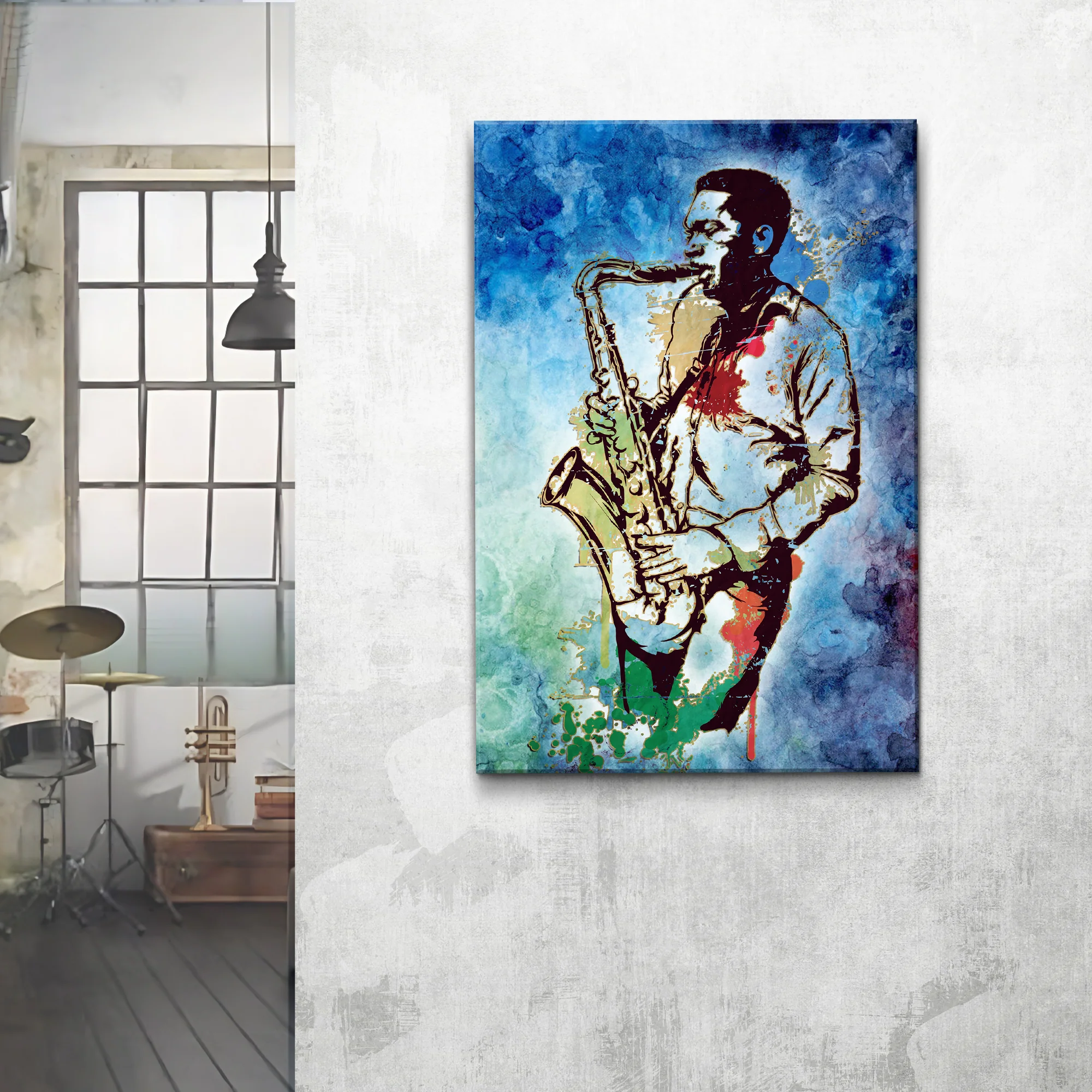 Music Genres Jazz Watercolor Canvas Wall Art - Image 2