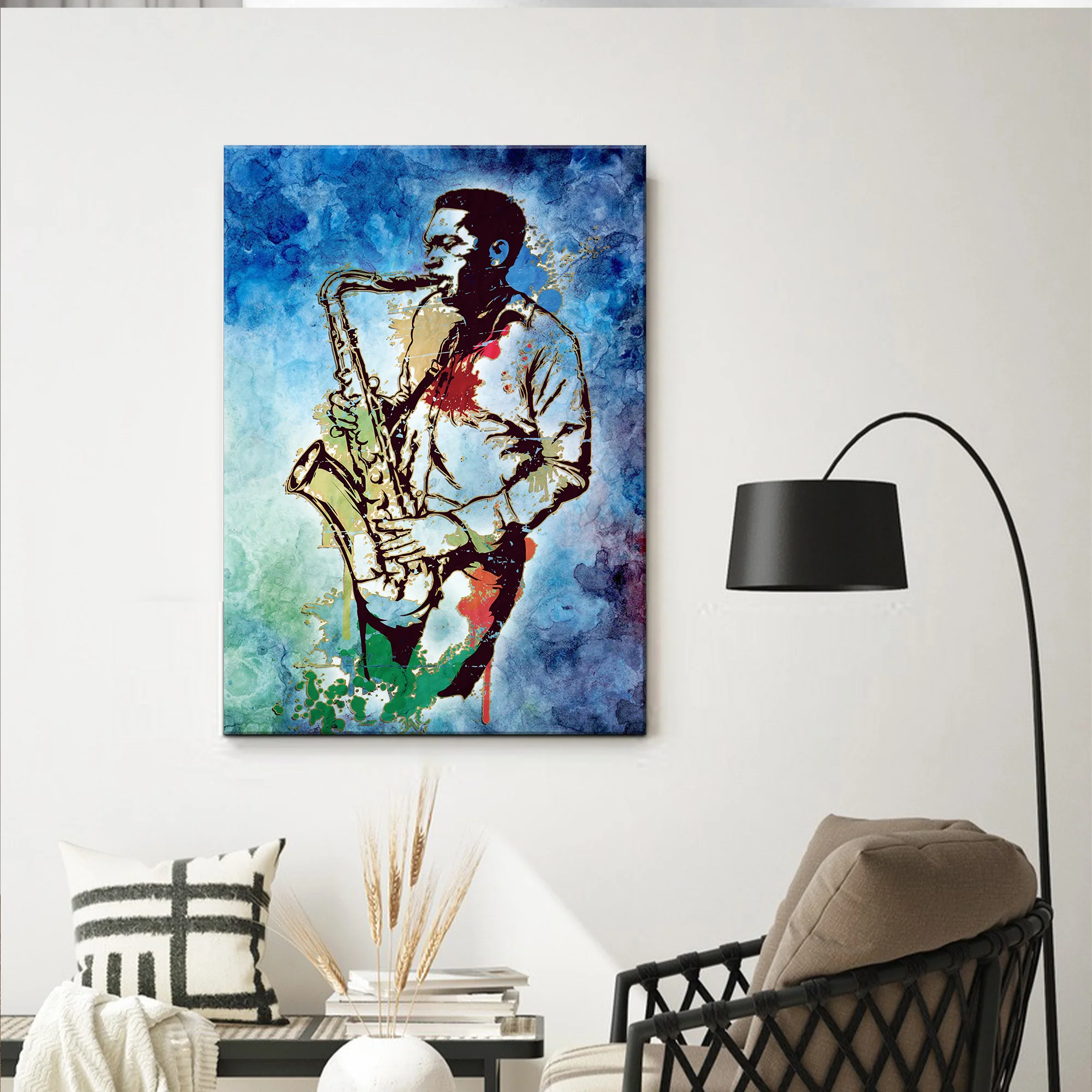 Music Genres Jazz Watercolor Canvas Wall Art - Image 3