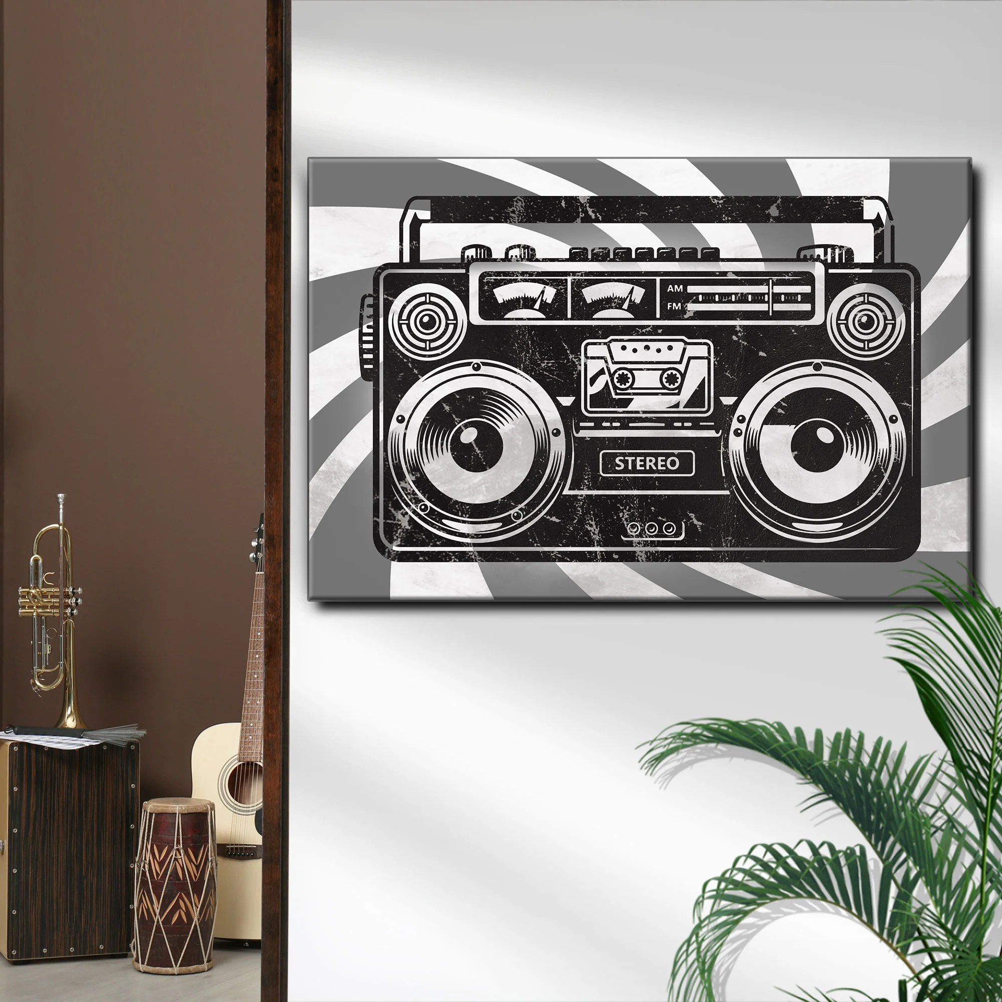 Music Genres Pop Monochrome Canvas Wall Art - Image 3