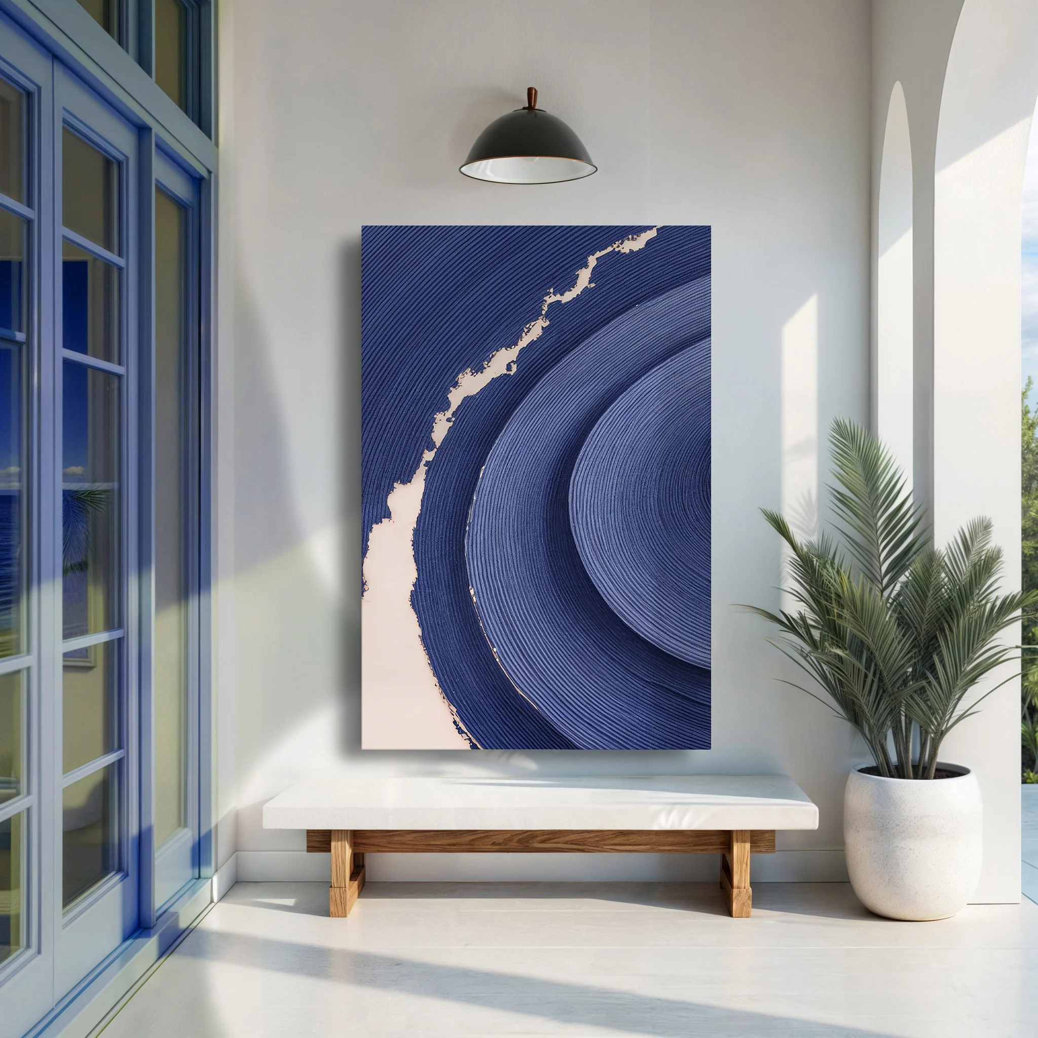 Navy Blue Acrylic Abstract Wall Art - Image 4