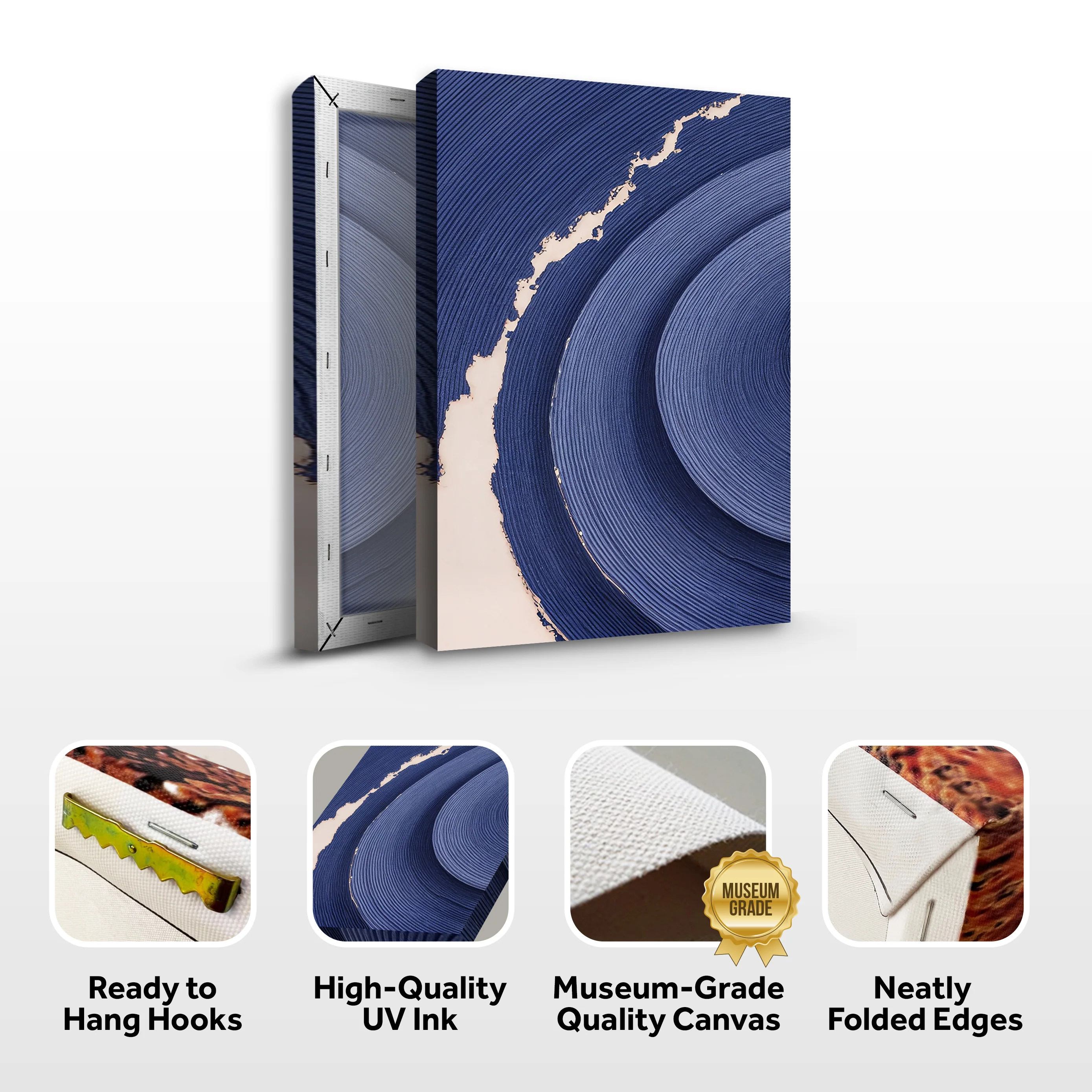 Navy Blue Acrylic Abstract Wall Art - Image 8
