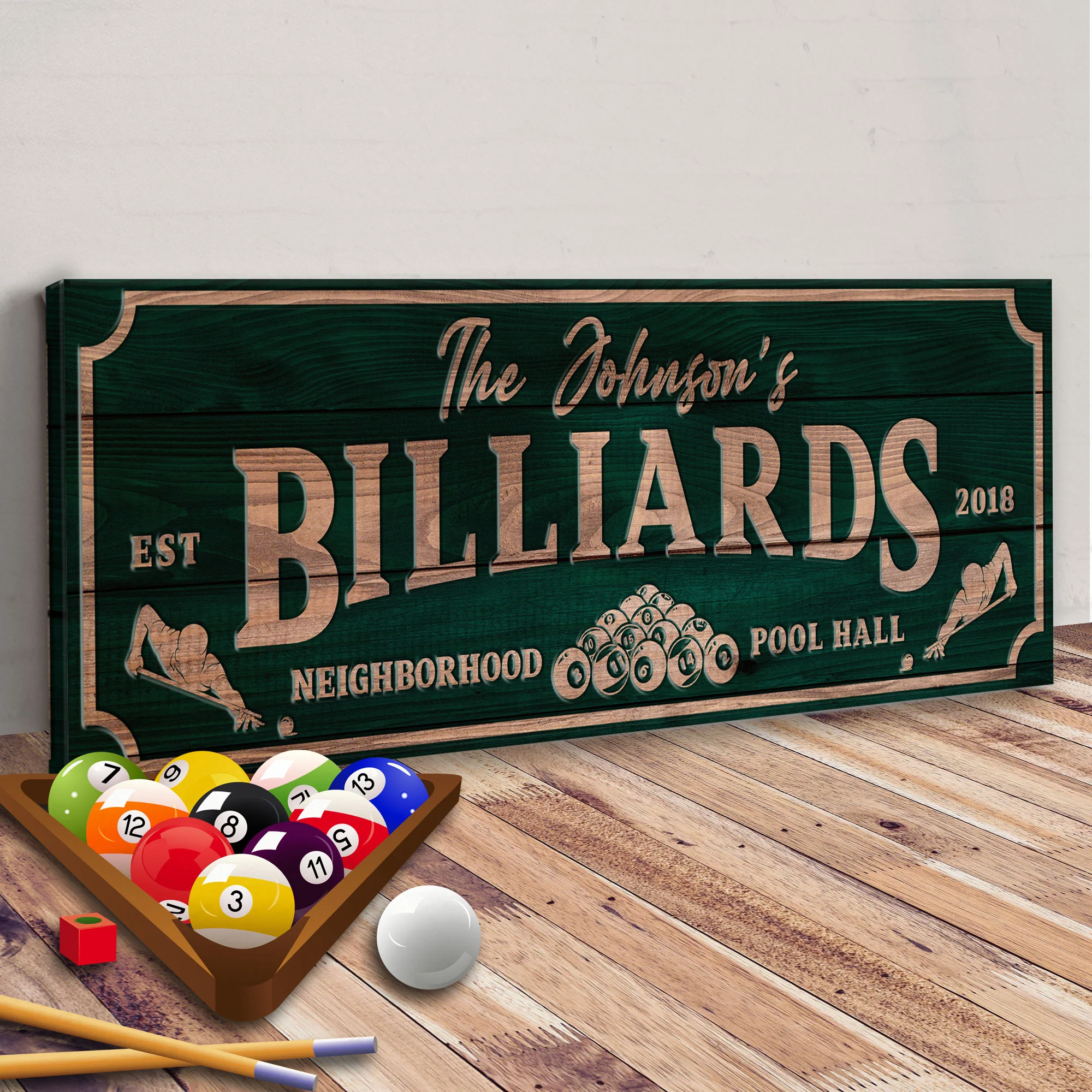 Neighborhood Pool Hall Billiards Sign - Image 3