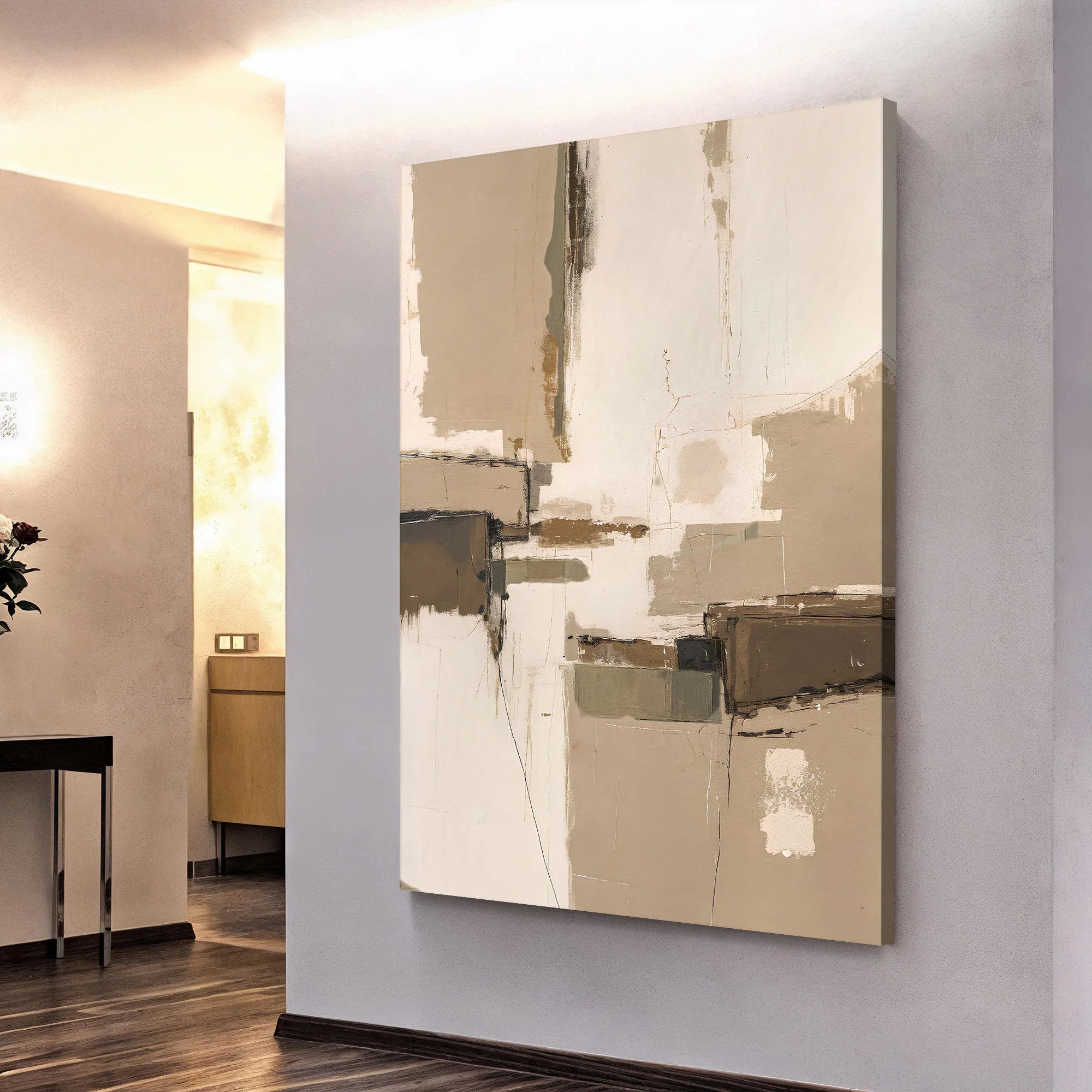 Neutral Earthy Tone Abstract Wall Art - Image 2