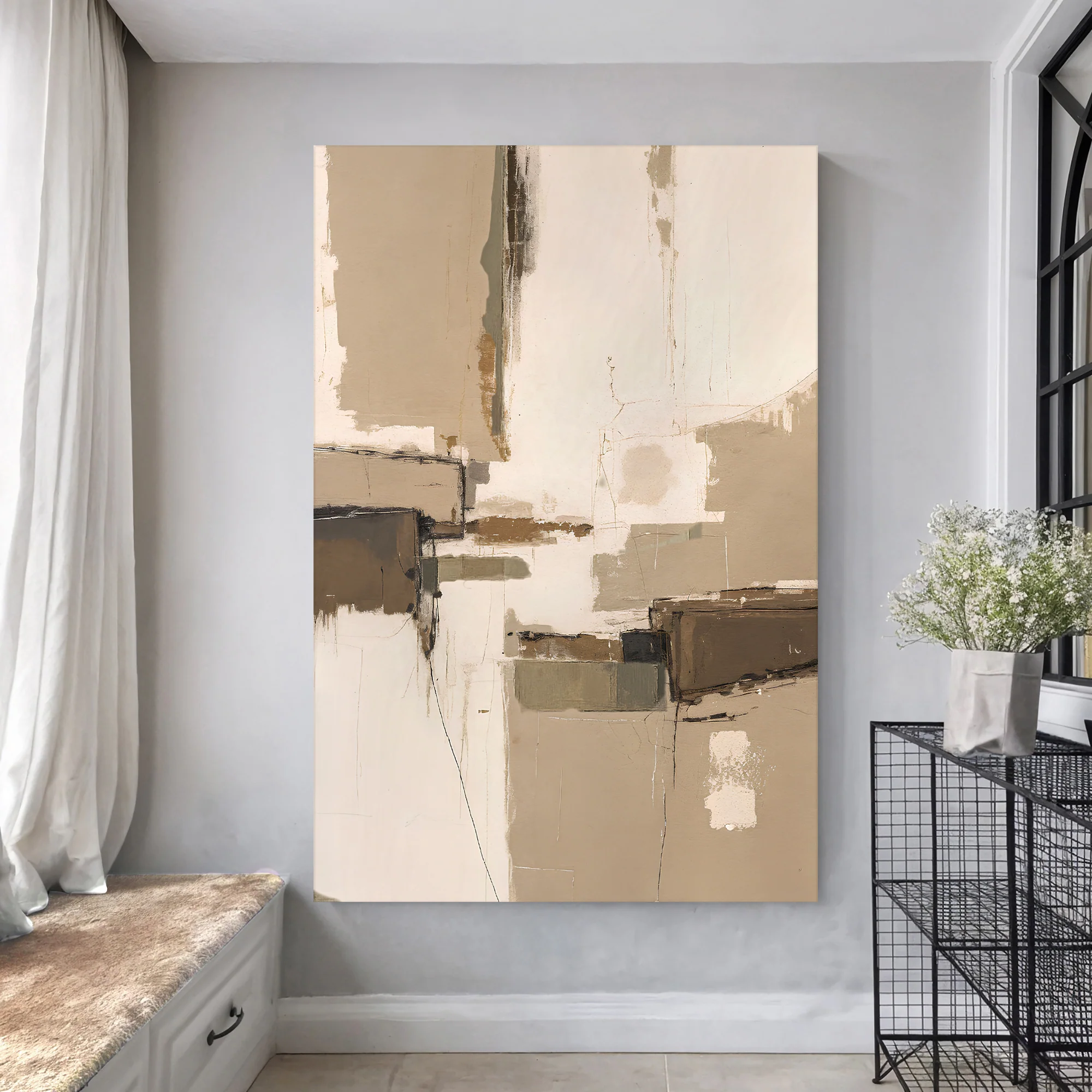 Neutral Earthy Tone Abstract Wall Art - Image 3
