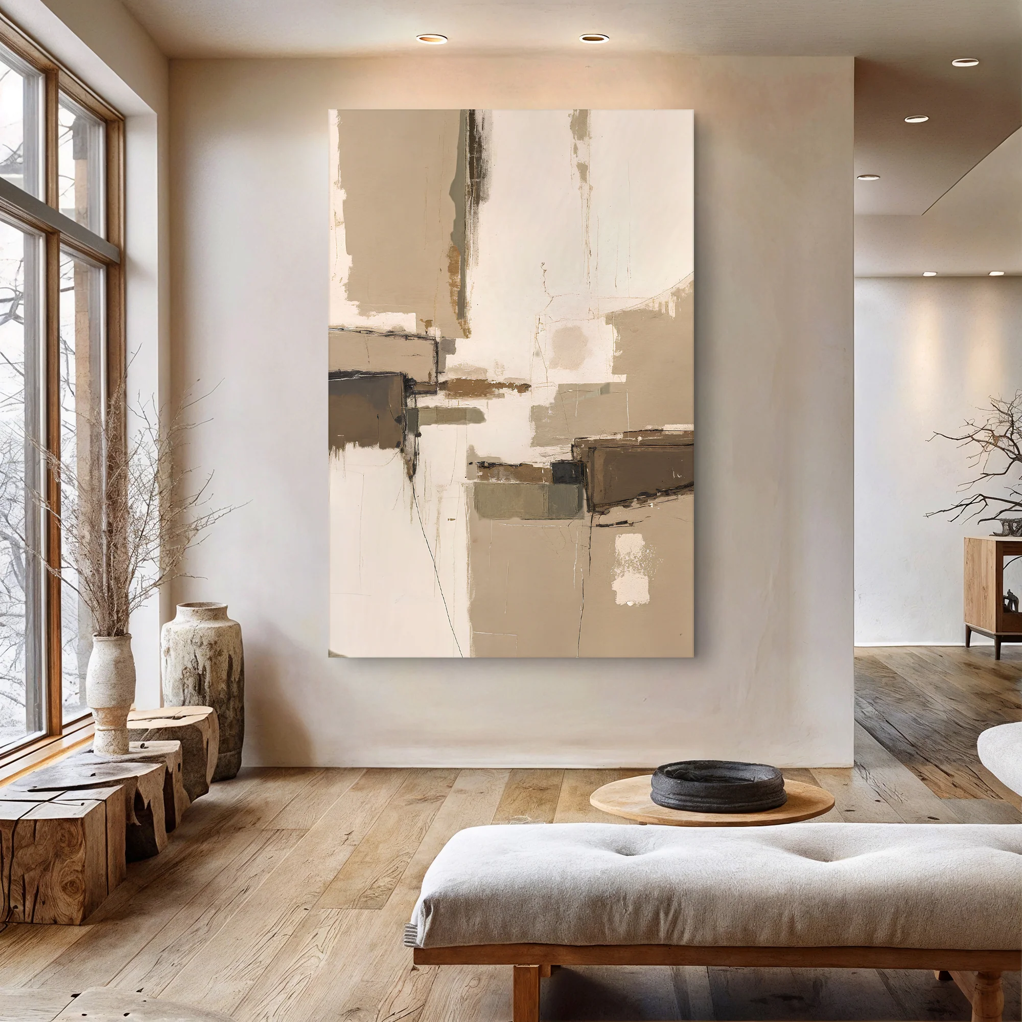Neutral Earthy Tone Abstract Wall Art - Image 4