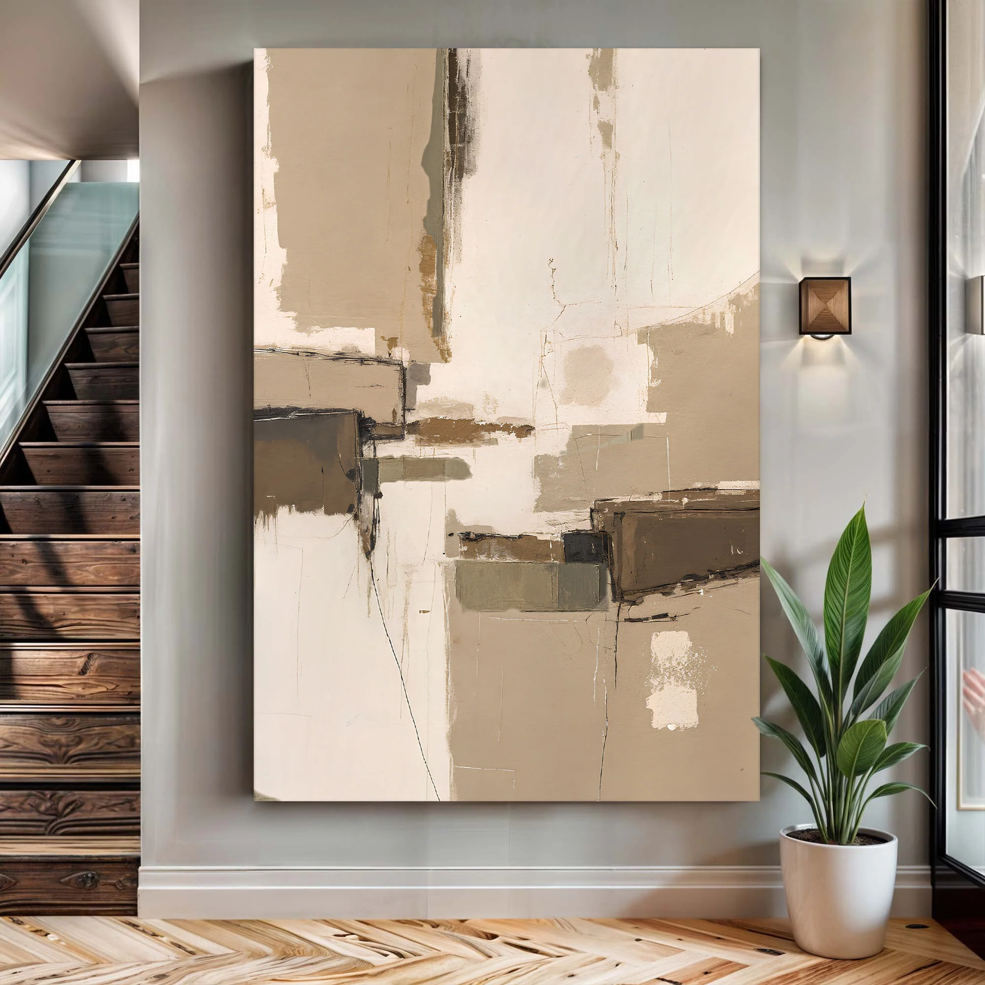 Neutral Earthy Tone Abstract Wall Art - Image 5