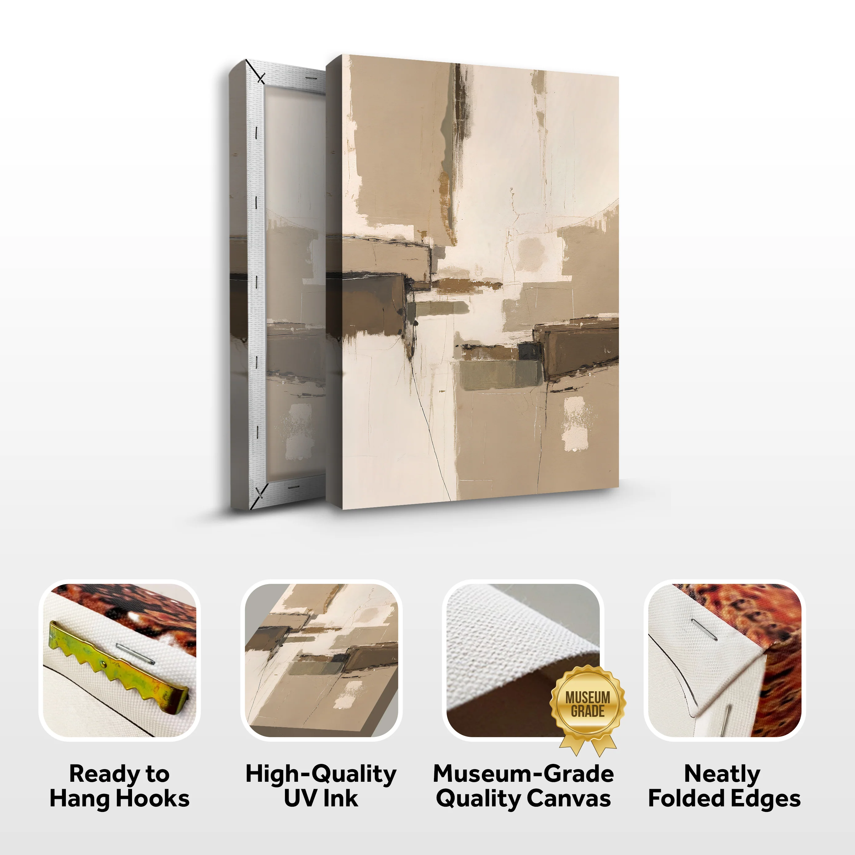 Neutral Earthy Tone Abstract Wall Art - Image 8