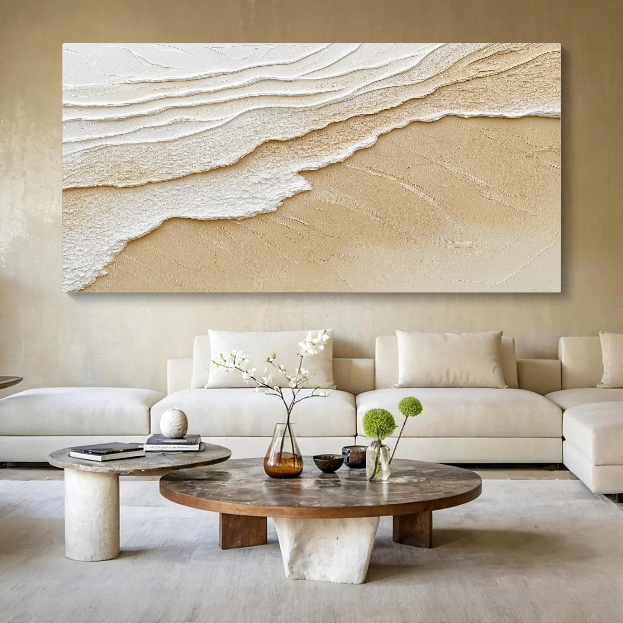 Neutral Ocean Waves Wall Art - Image 3