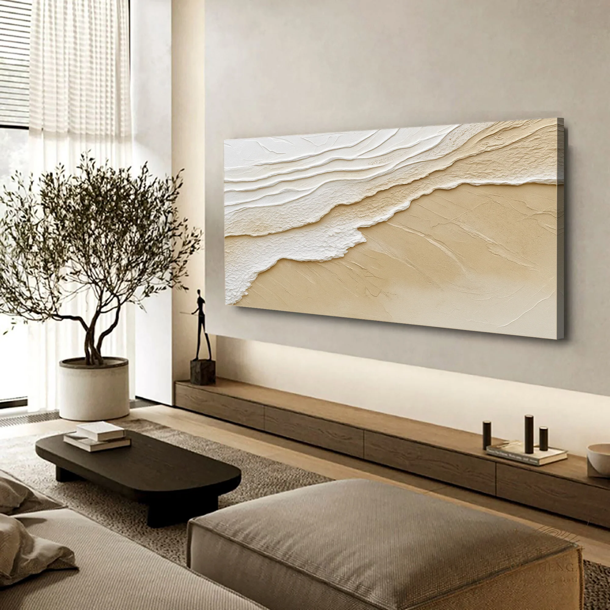 Neutral Ocean Waves Wall Art - Image 4