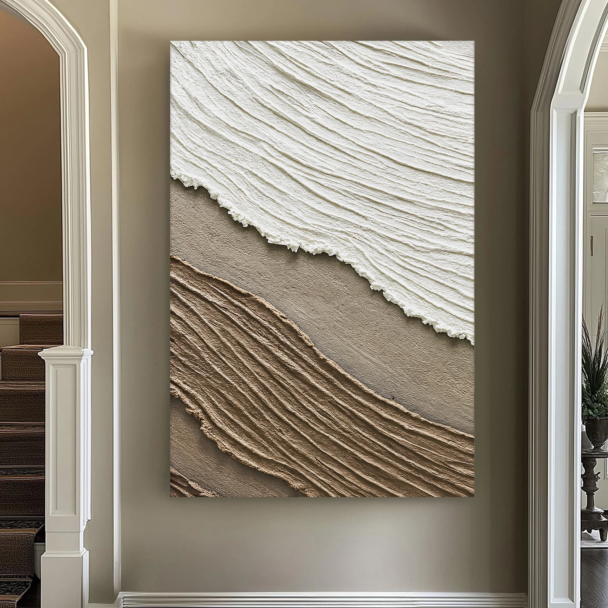 Neutral Waves Abstract Wall Art - Image 3
