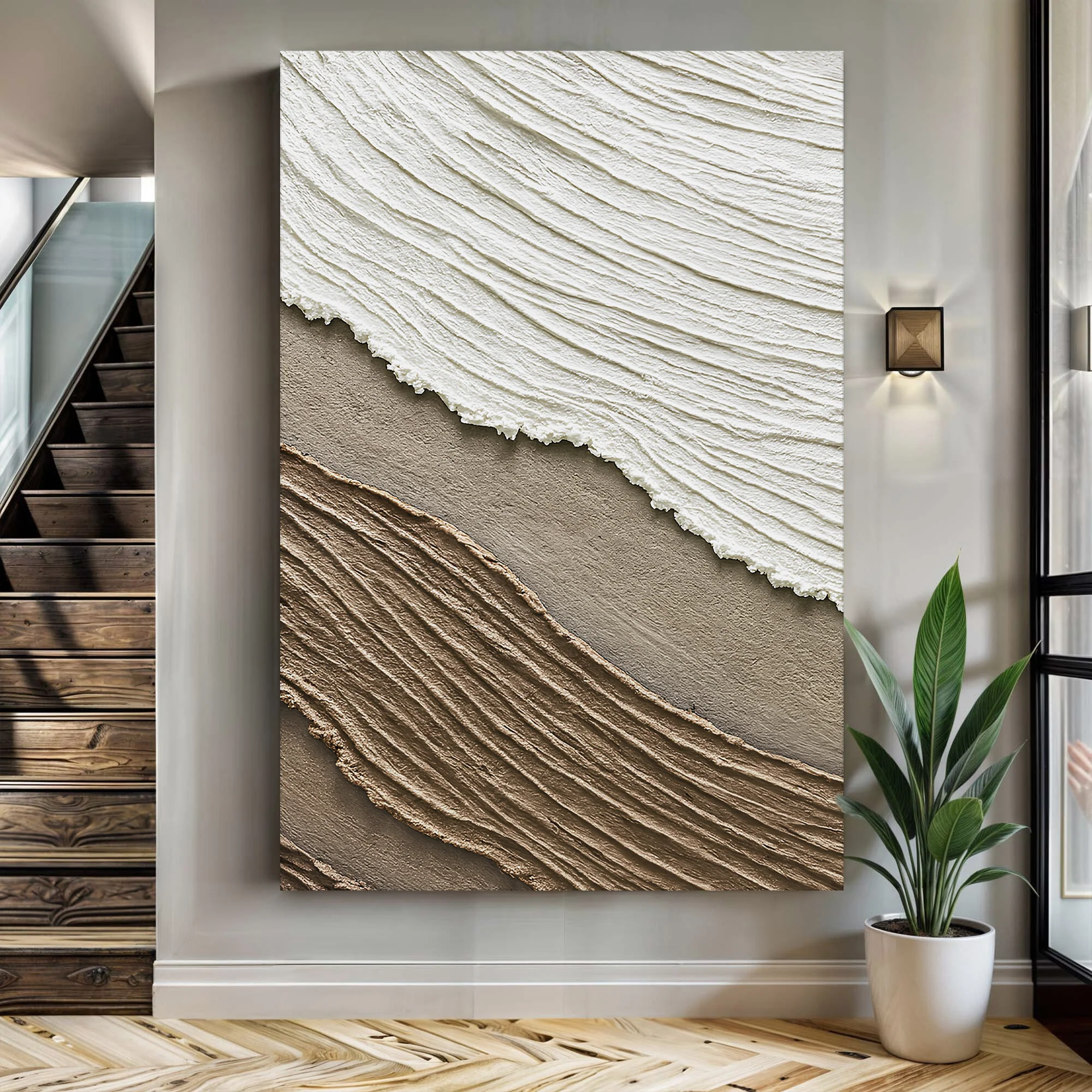 Neutral Waves Abstract Wall Art - Image 4