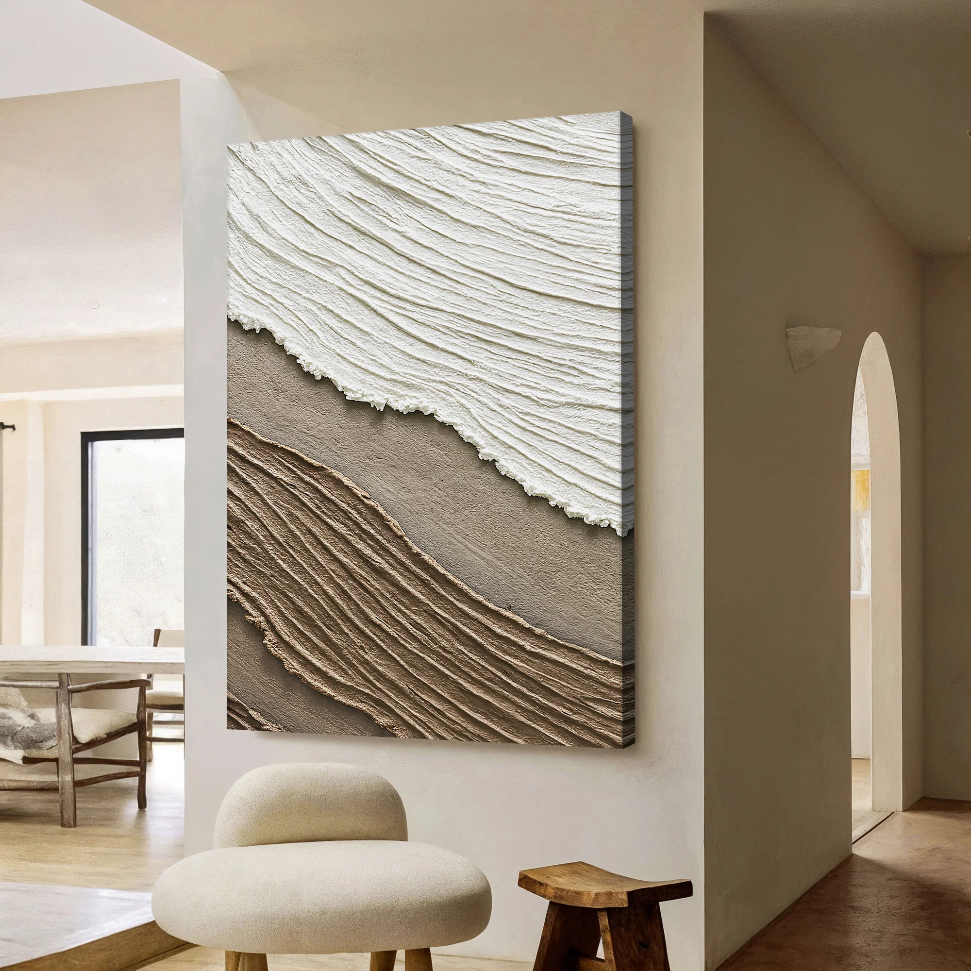 Neutral Waves Abstract Wall Art - Image 5