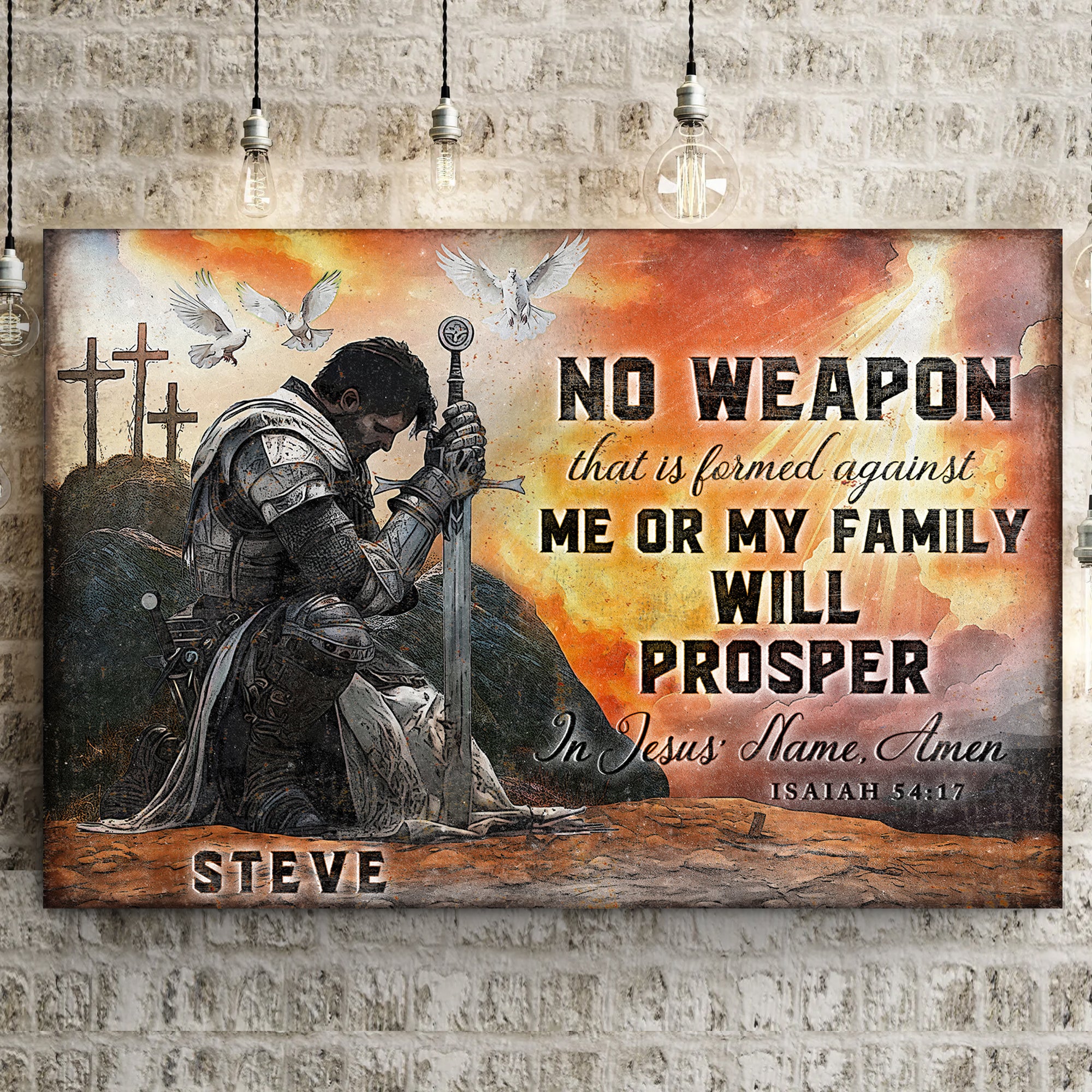 No Weapon That Is Formed Against You Will Prosper Isaiah 54:17 Faith Sign - Image 2