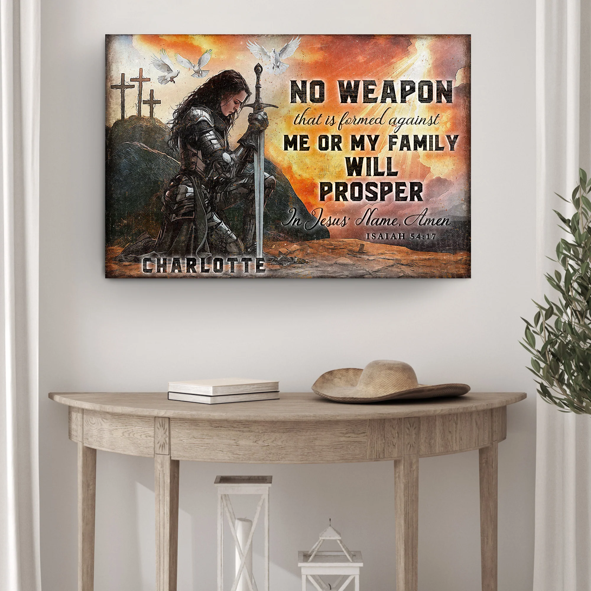 No Weapon That Is Formed Against You Will Prosper Isaiah 54:17 Faith Sign - Image 3