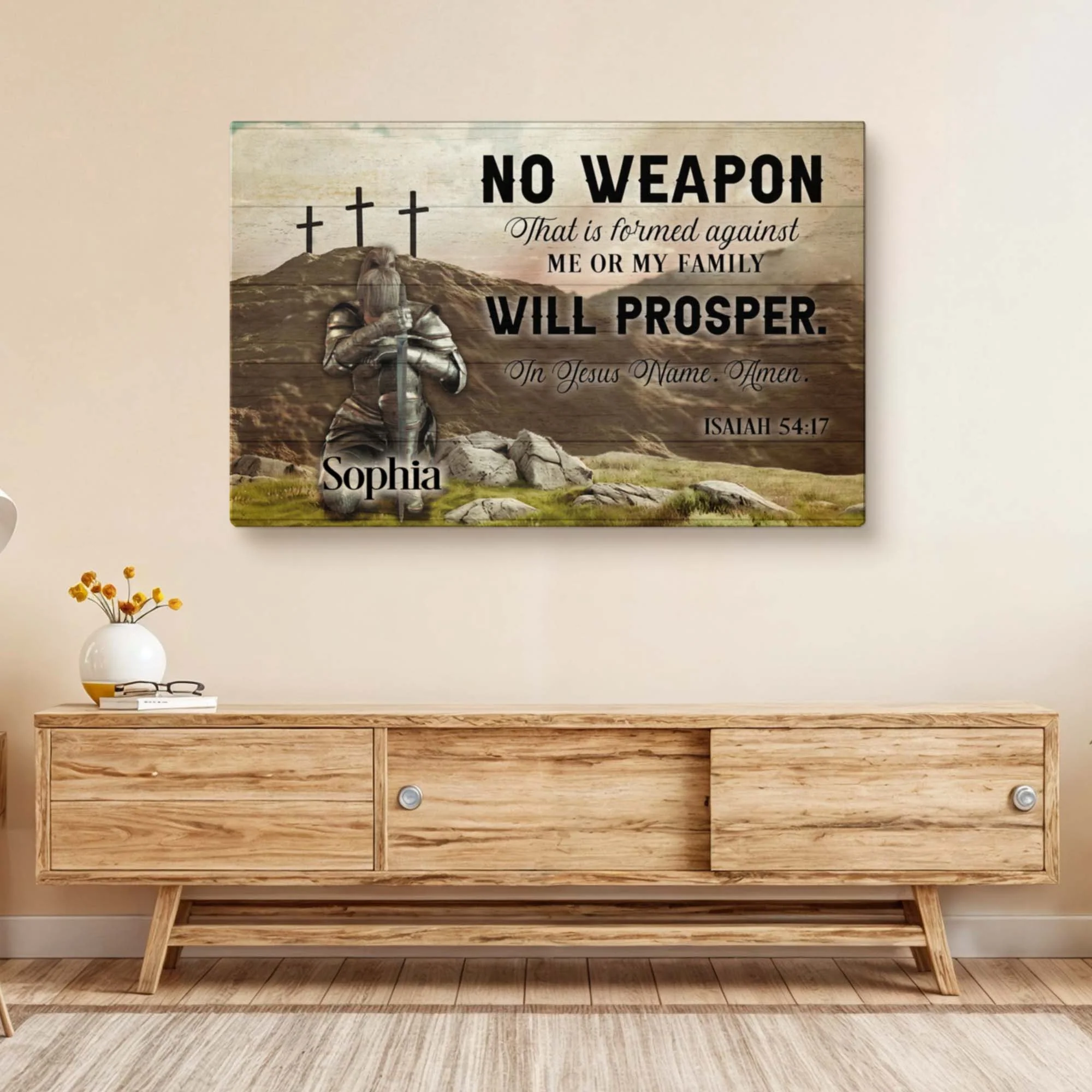 No Weapon That Is Formed Against You Will Prosper Isaiah 54:17 Faith Sign II - Image 2