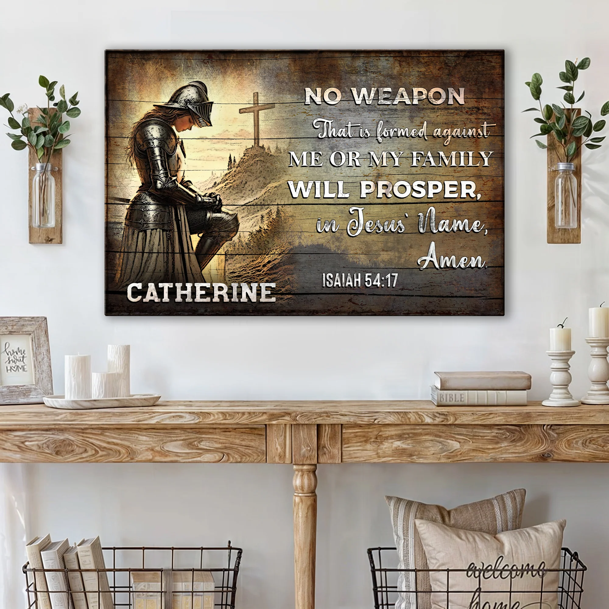 No Weapon That Is Formed Against You Will Prosper Isaiah 54:17 Faith Sign III - Image 3