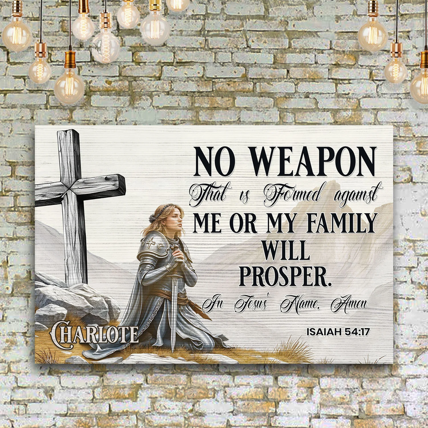 No Weapon That Is Formed Against You Will Prosper Isaiah 54:17 Faith Sign IV - Image 2