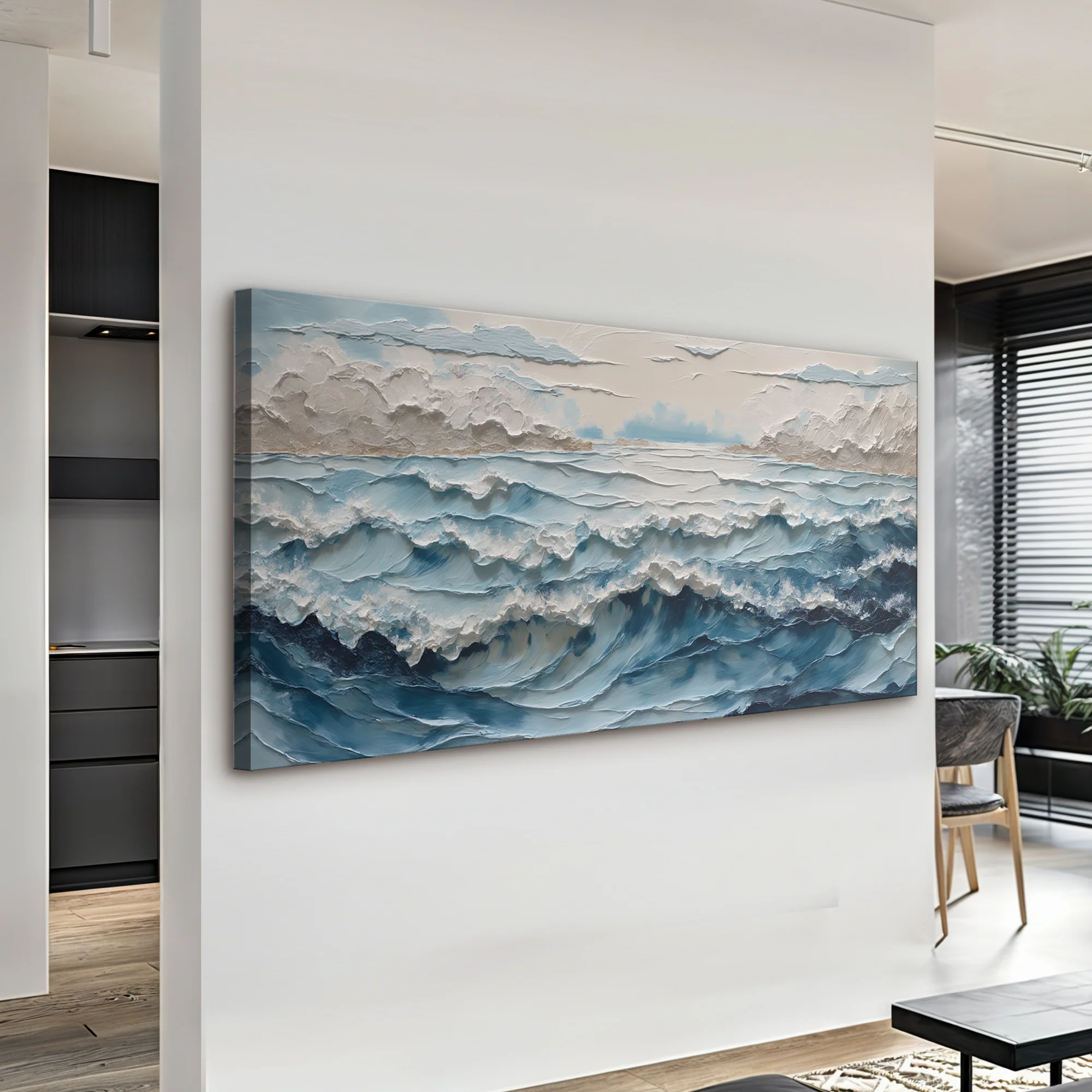 Ocean Embrace Impasto Wall Art - Image 3
