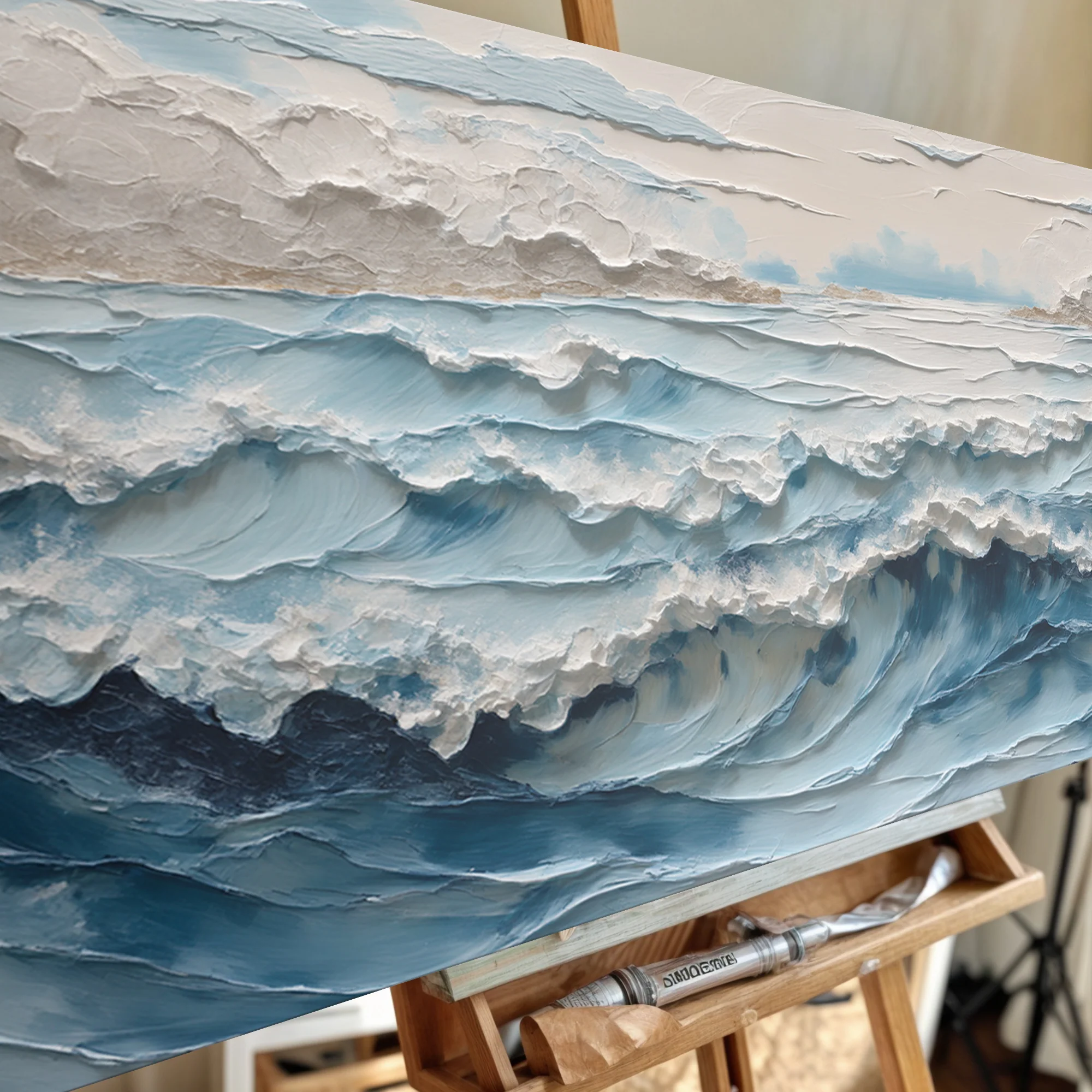 Ocean Embrace Impasto Wall Art - Image 4
