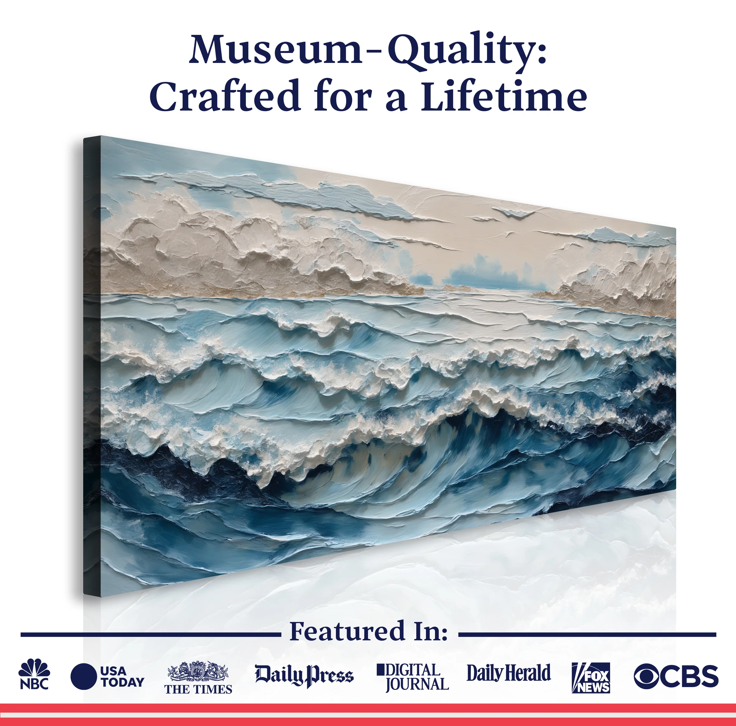 Ocean Embrace Impasto Wall Art - Image 6