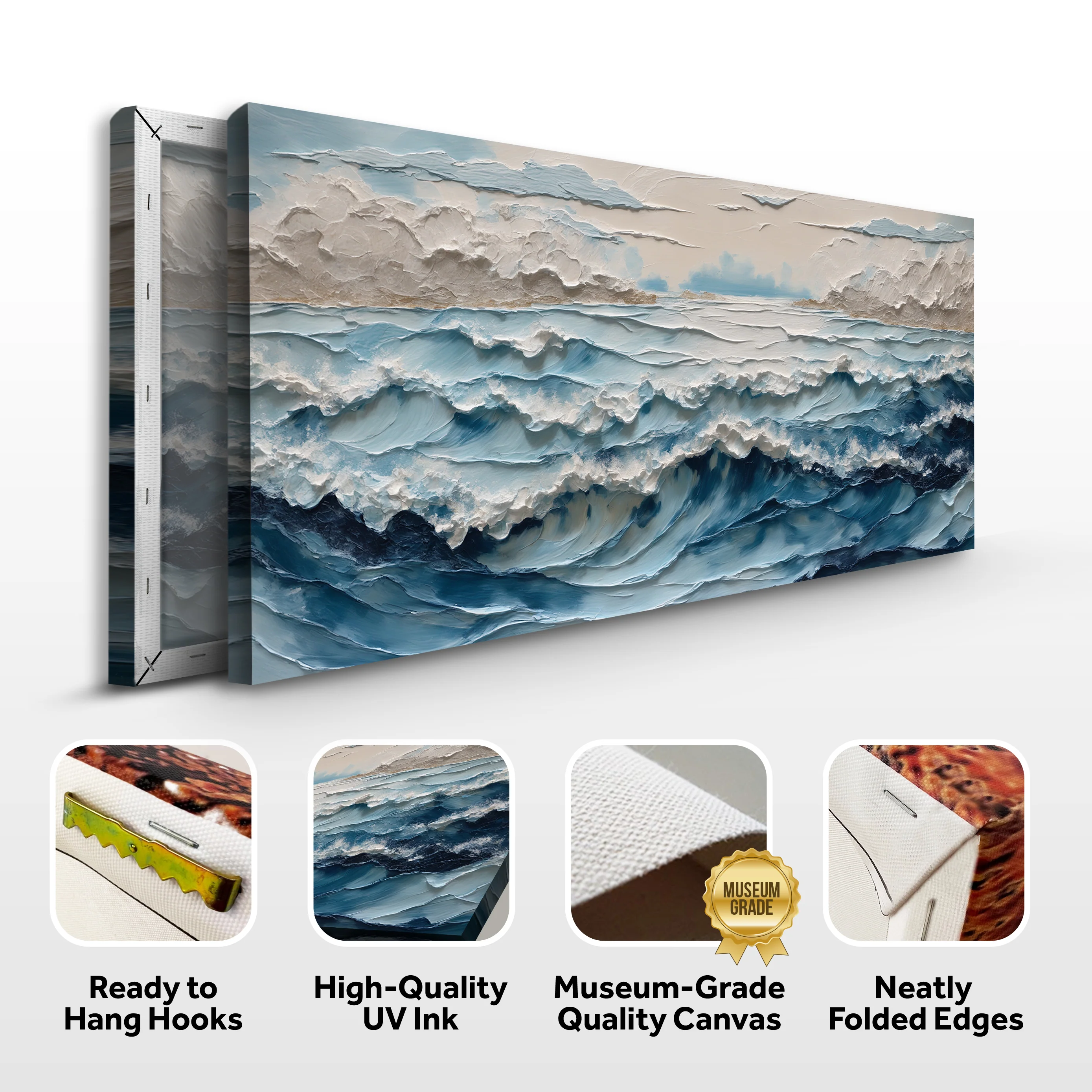 Ocean Embrace Impasto Wall Art - Image 8
