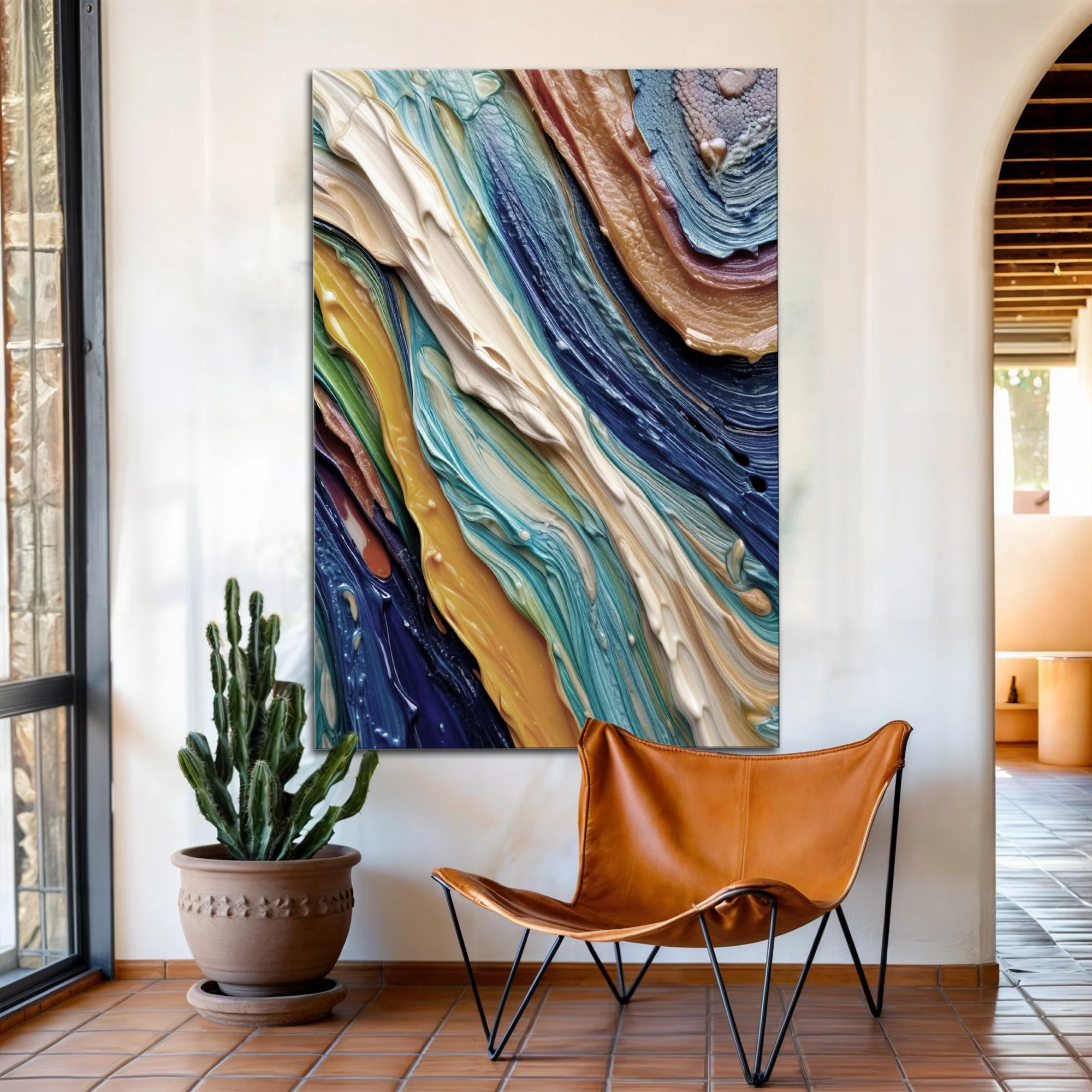 Ocean Waves Impasto Wall Art - Image 3