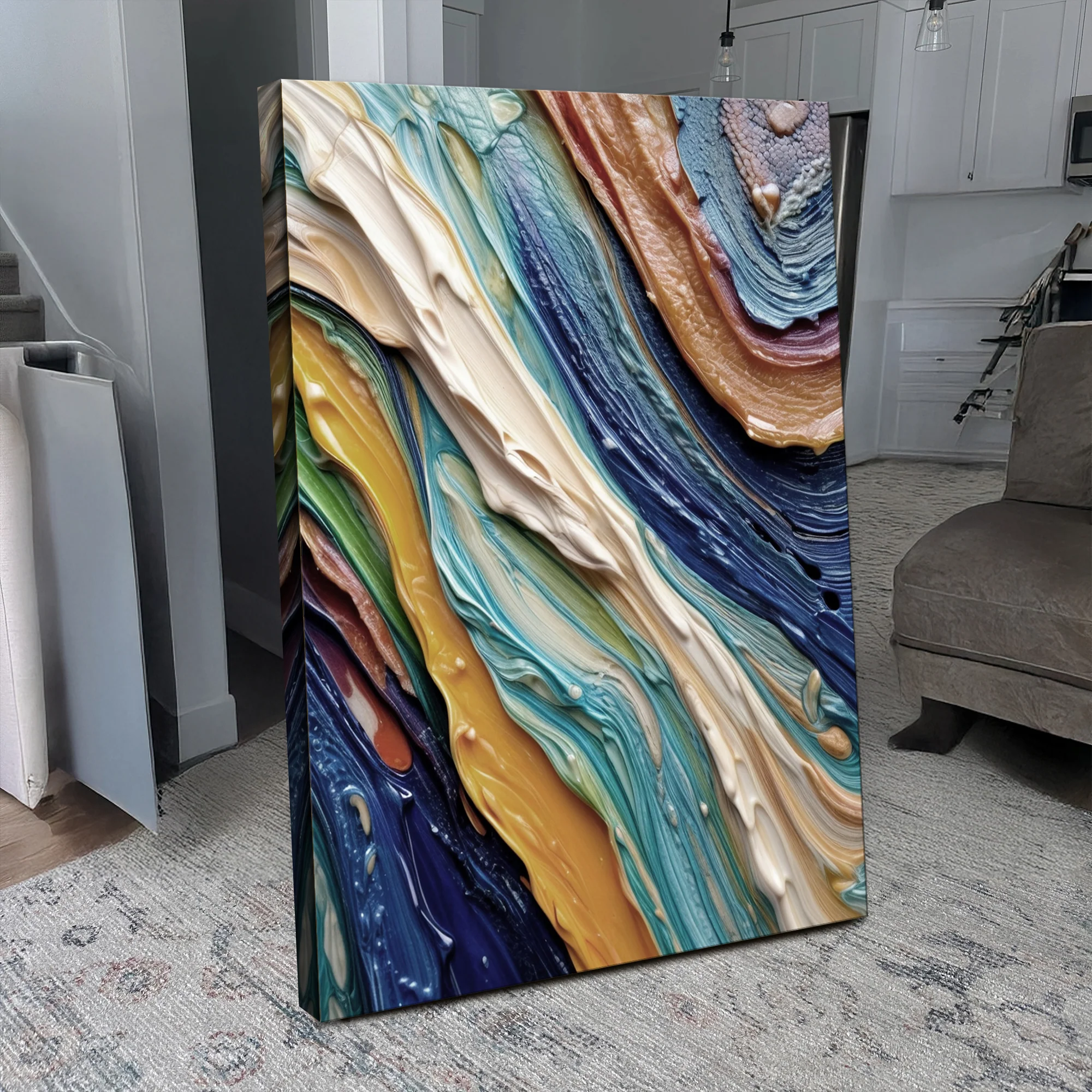 Ocean Waves Impasto Wall Art - Image 4