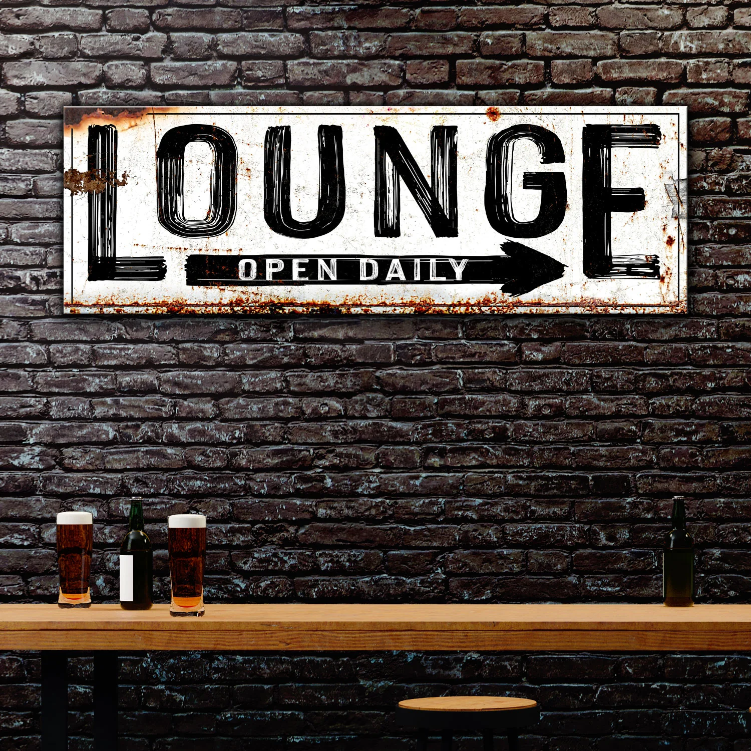 Open Daily Lounge Rustic Sign - Image 2