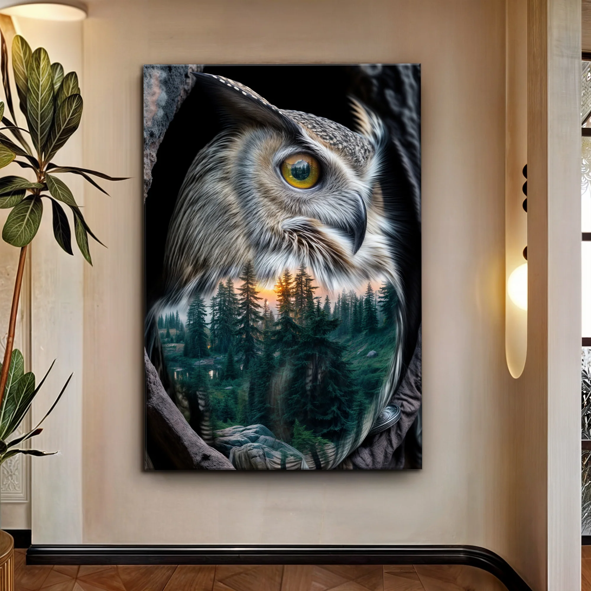 Owl Double Exposure Wall Art - Image 3