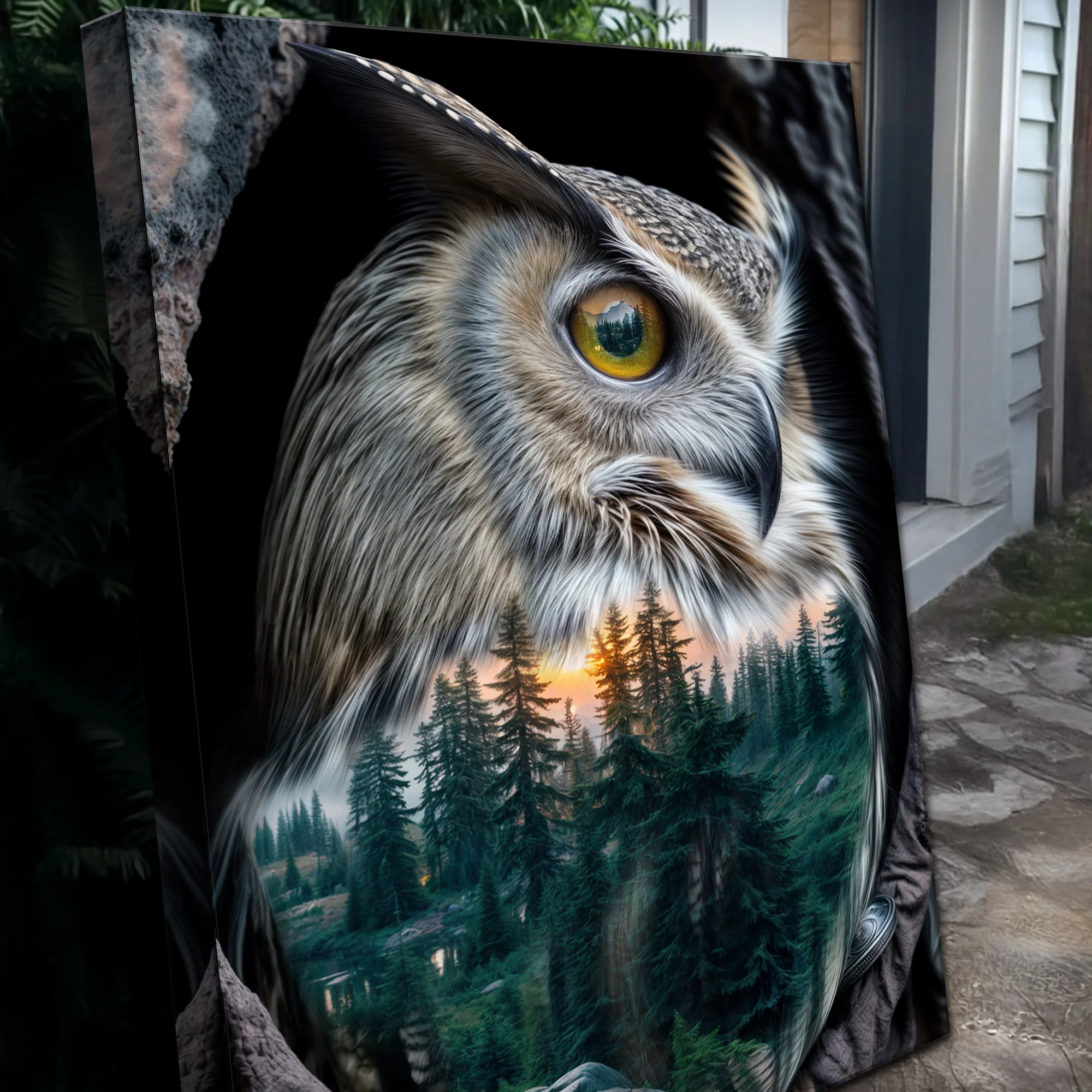 Owl Double Exposure Wall Art - Image 5