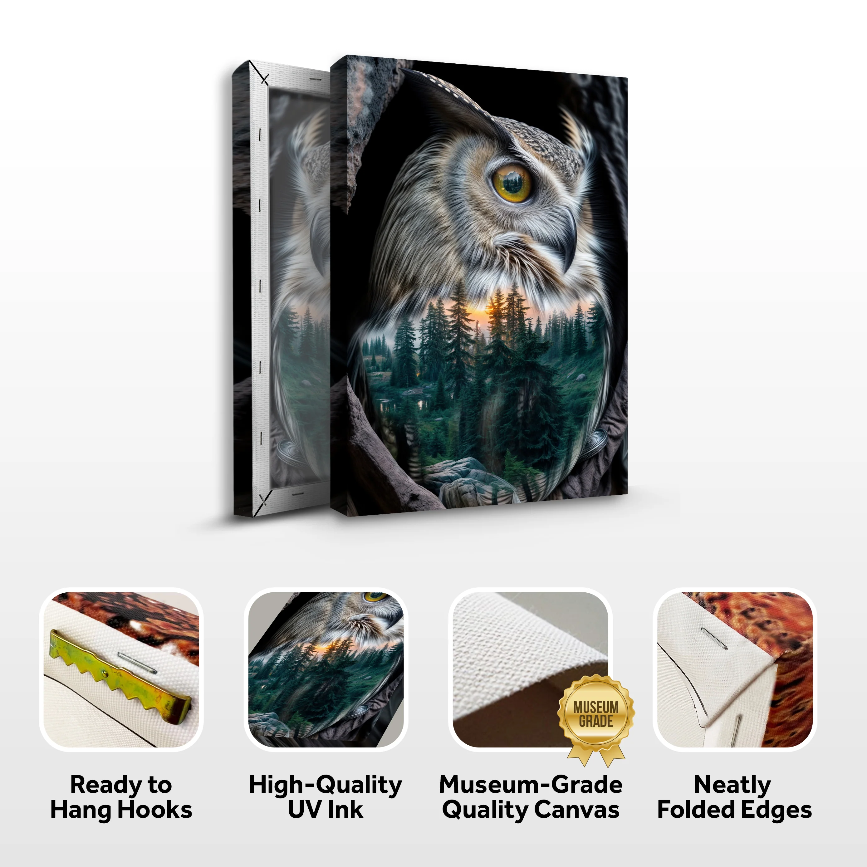 Owl Double Exposure Wall Art - Image 8