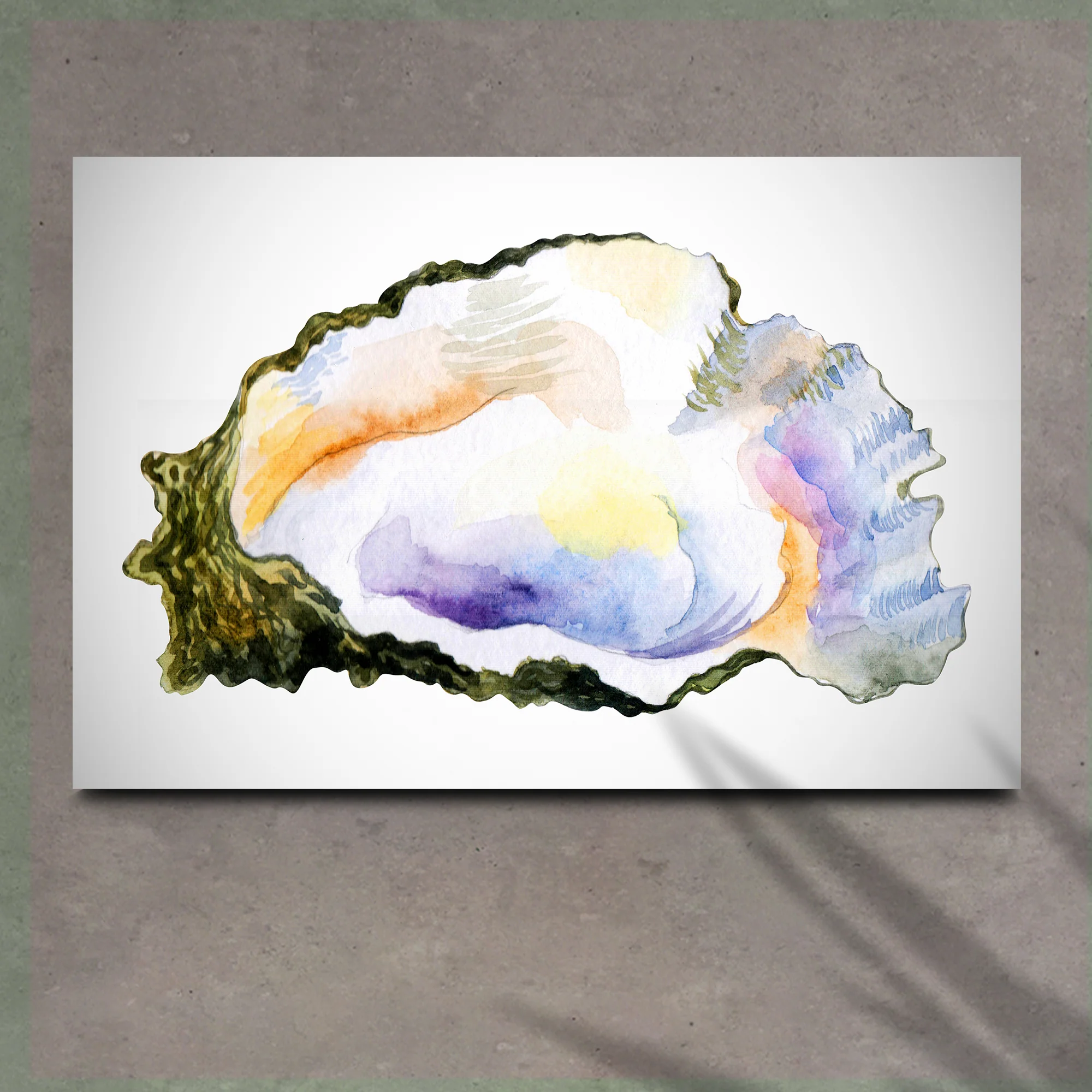 Oyster Watercolor Canvas Wall Art - Image 2