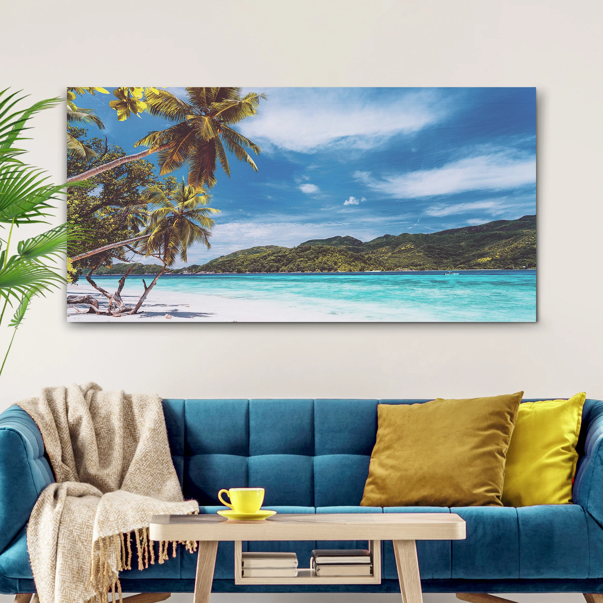 Palm Trees On Tropical Beach Canvas Wall Art - Image 3