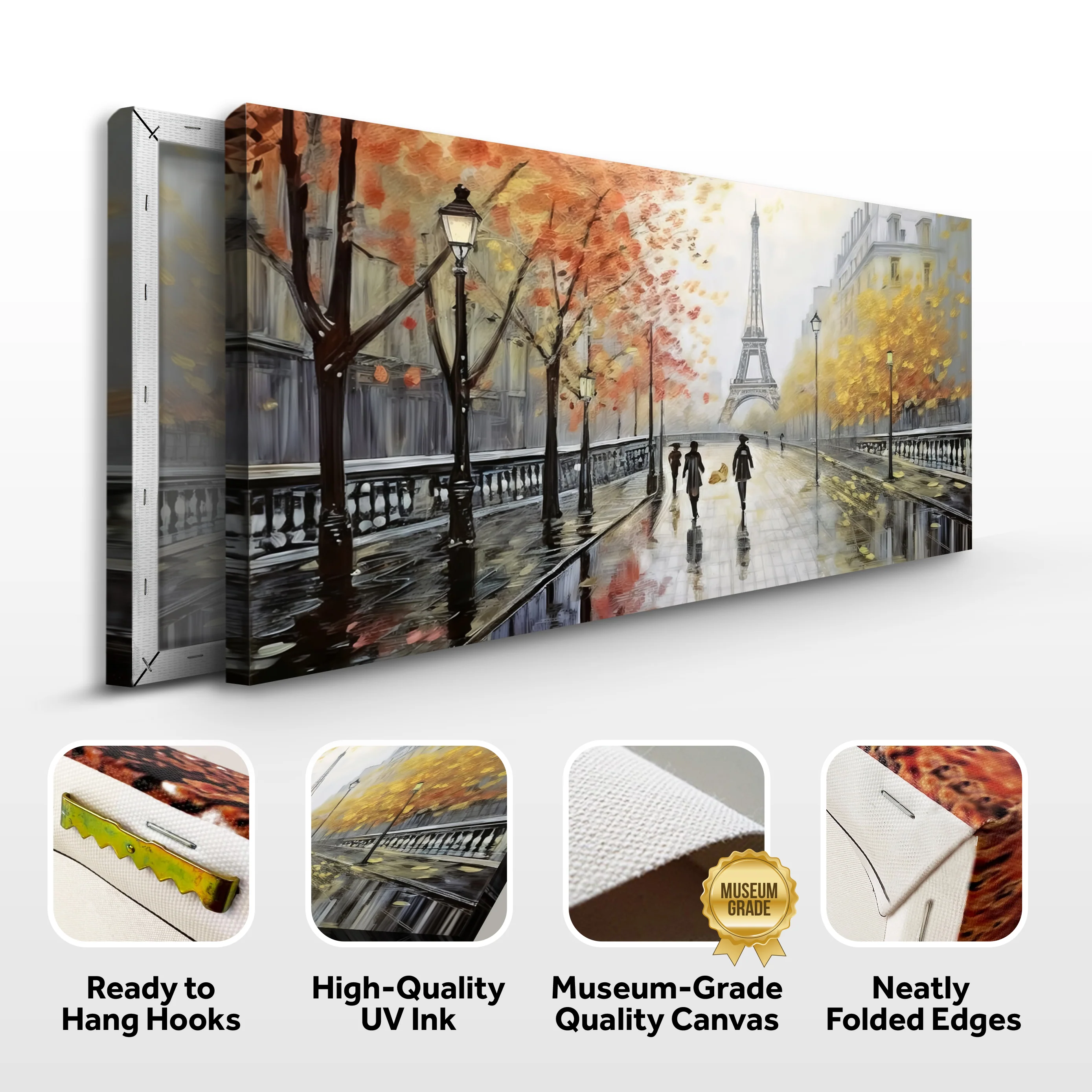 Parisian Rain Cityscape Impasto Wall Art - Image 8