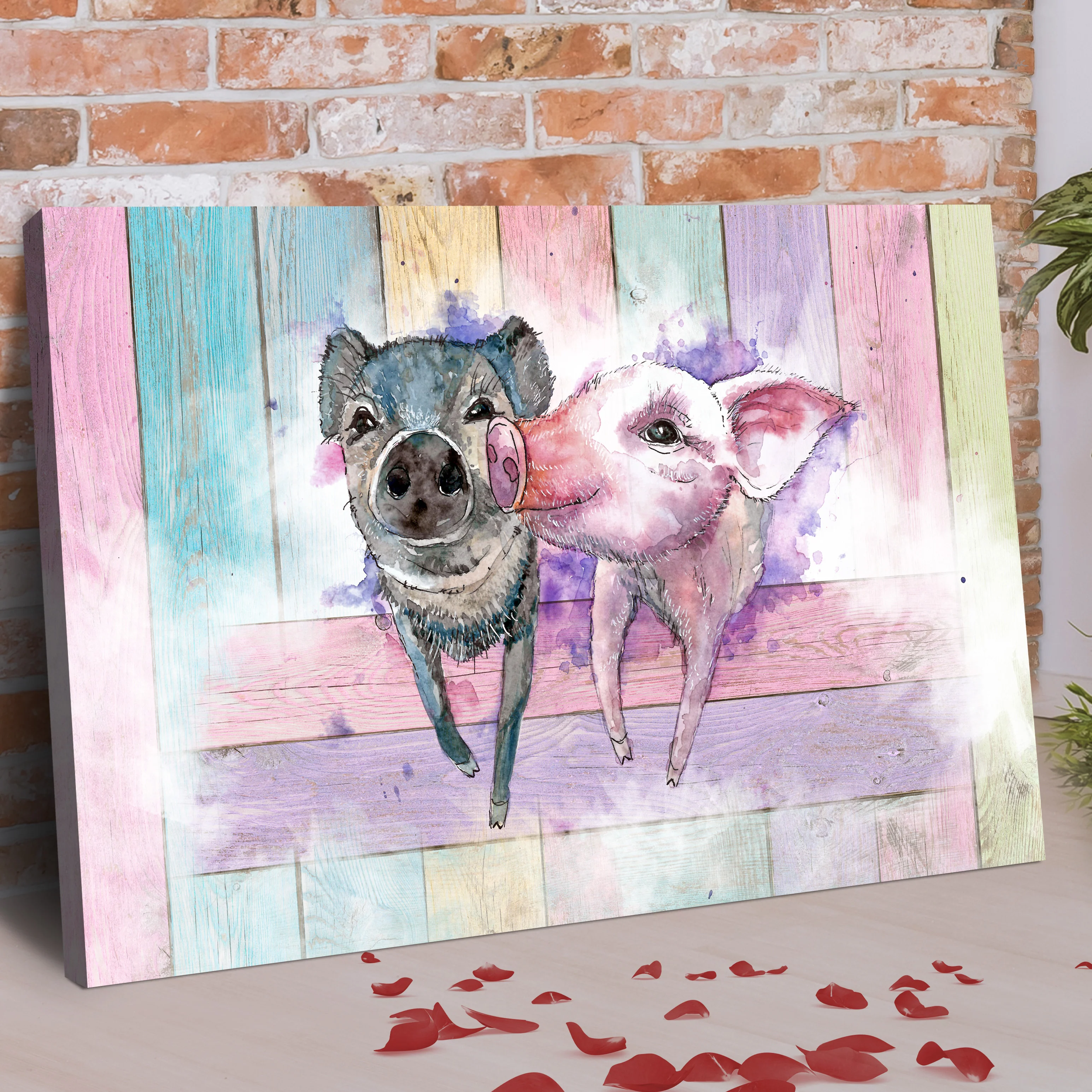 Pastel Funky Pigs Canvas Wall Art - Image 2