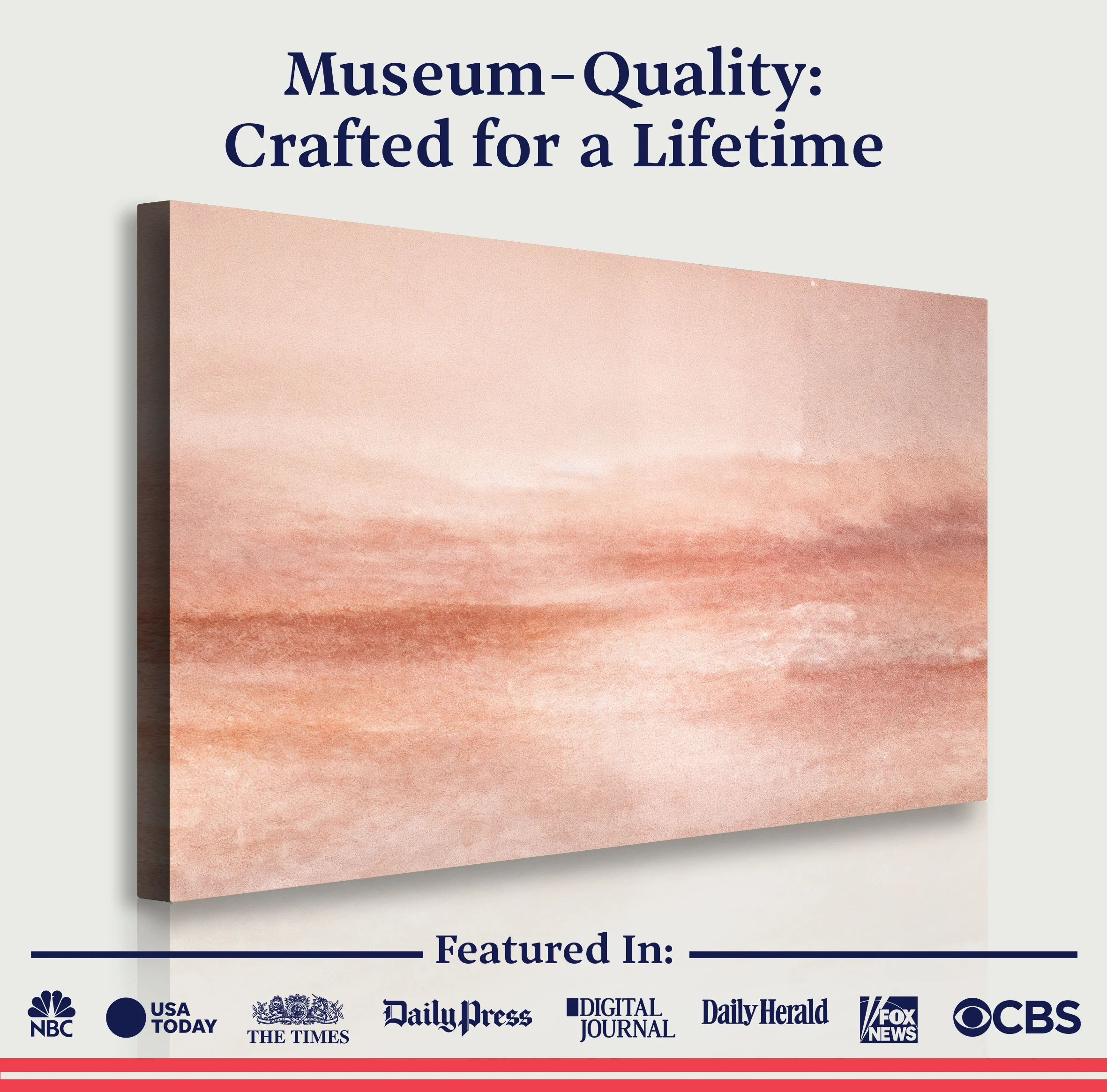 Peach Mist Serenity Abstract Wall Art - Image 6