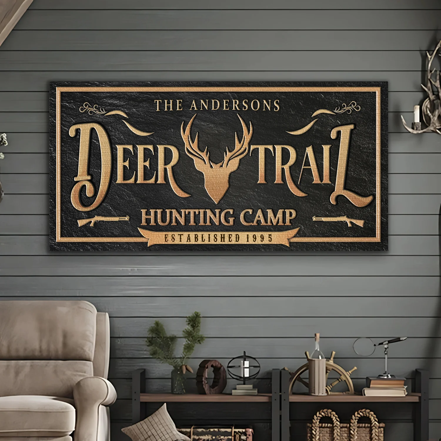 Personalized Deer Trail Hunting Camp Sign - Image 3