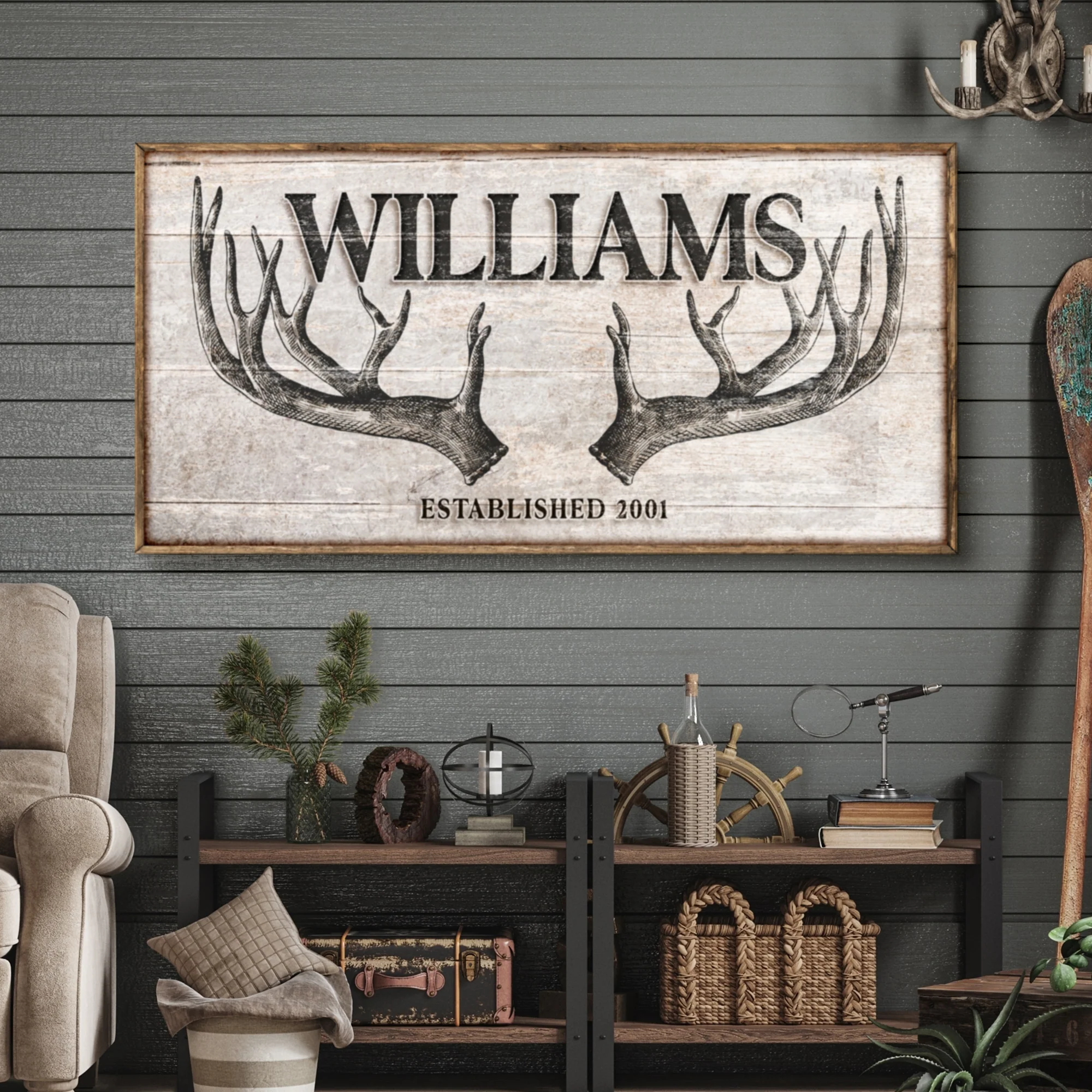 Personalized Family Antler Sign IV - Image 2
