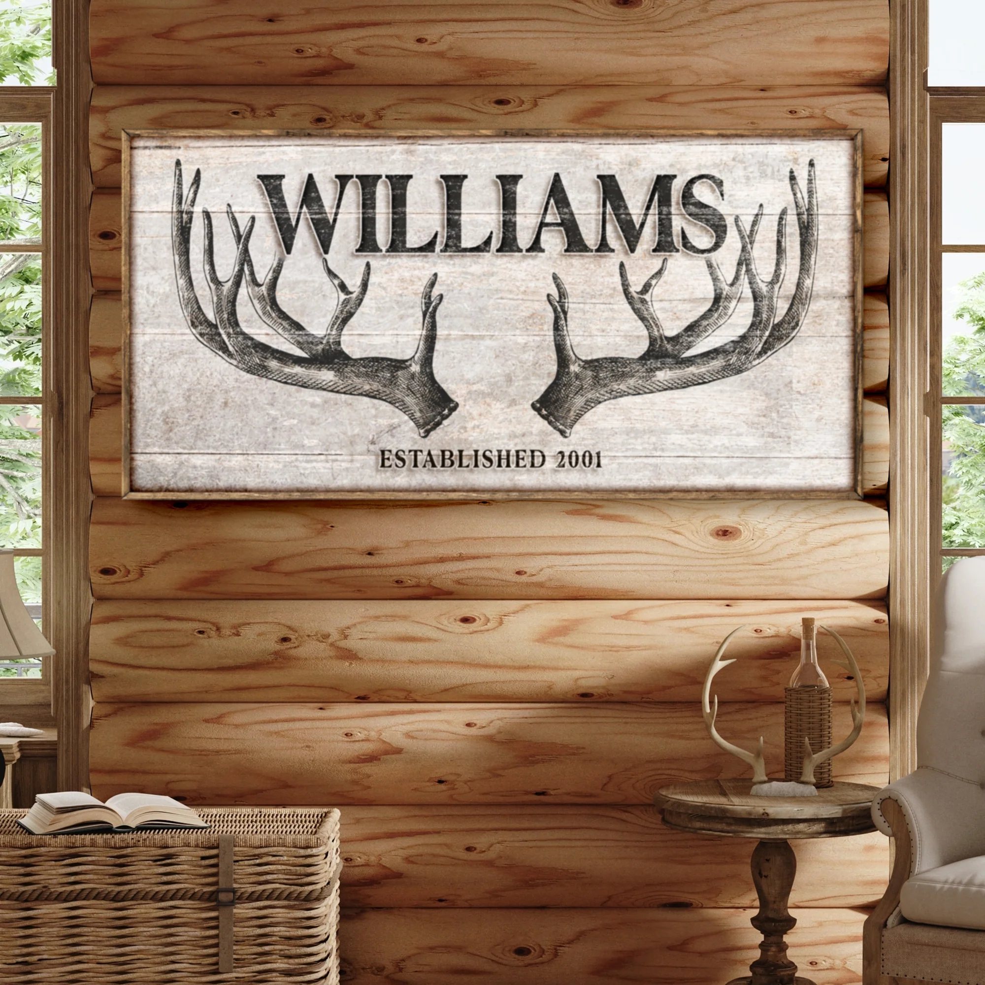 Personalized Family Antler Sign IV - Image 3