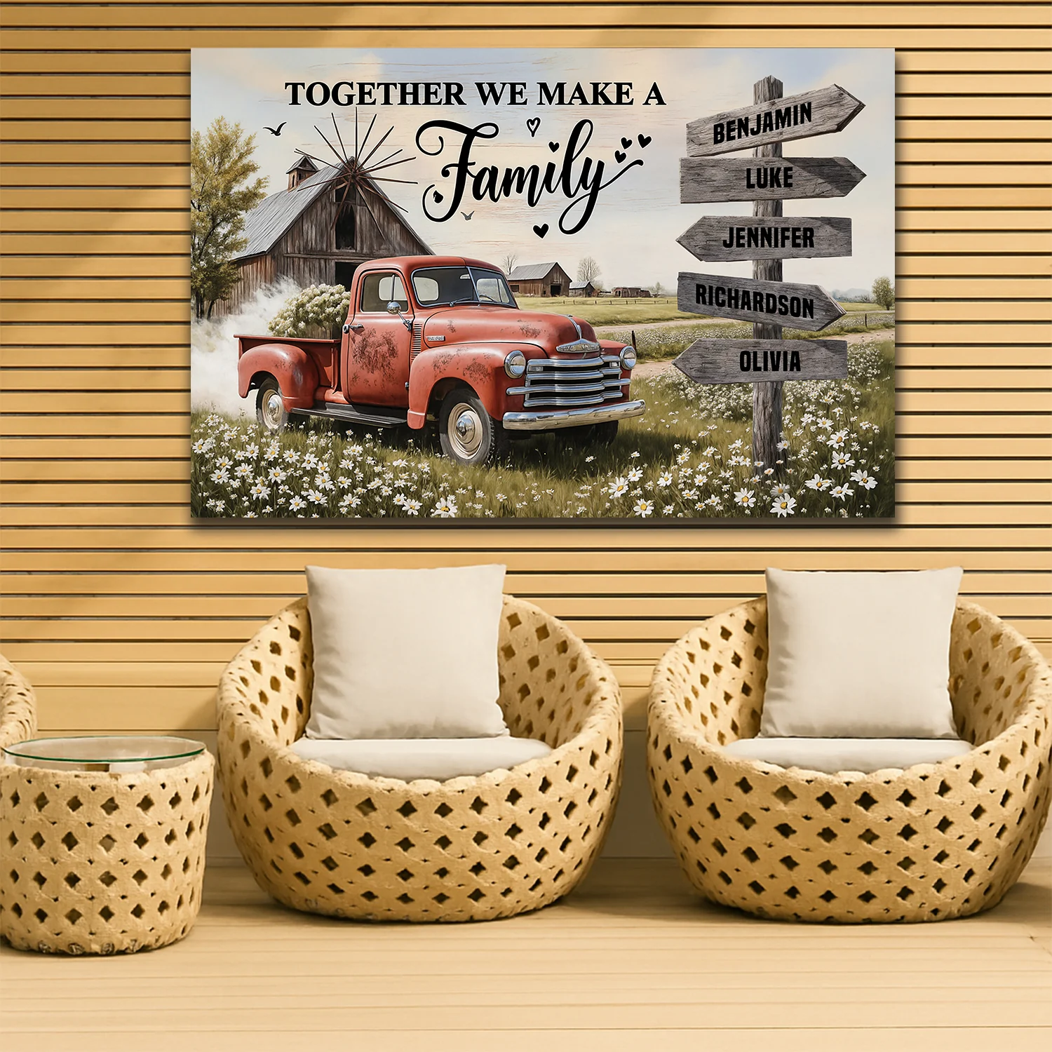 Personalized Family Farmhouse Old Truck Wall Art - Image 3