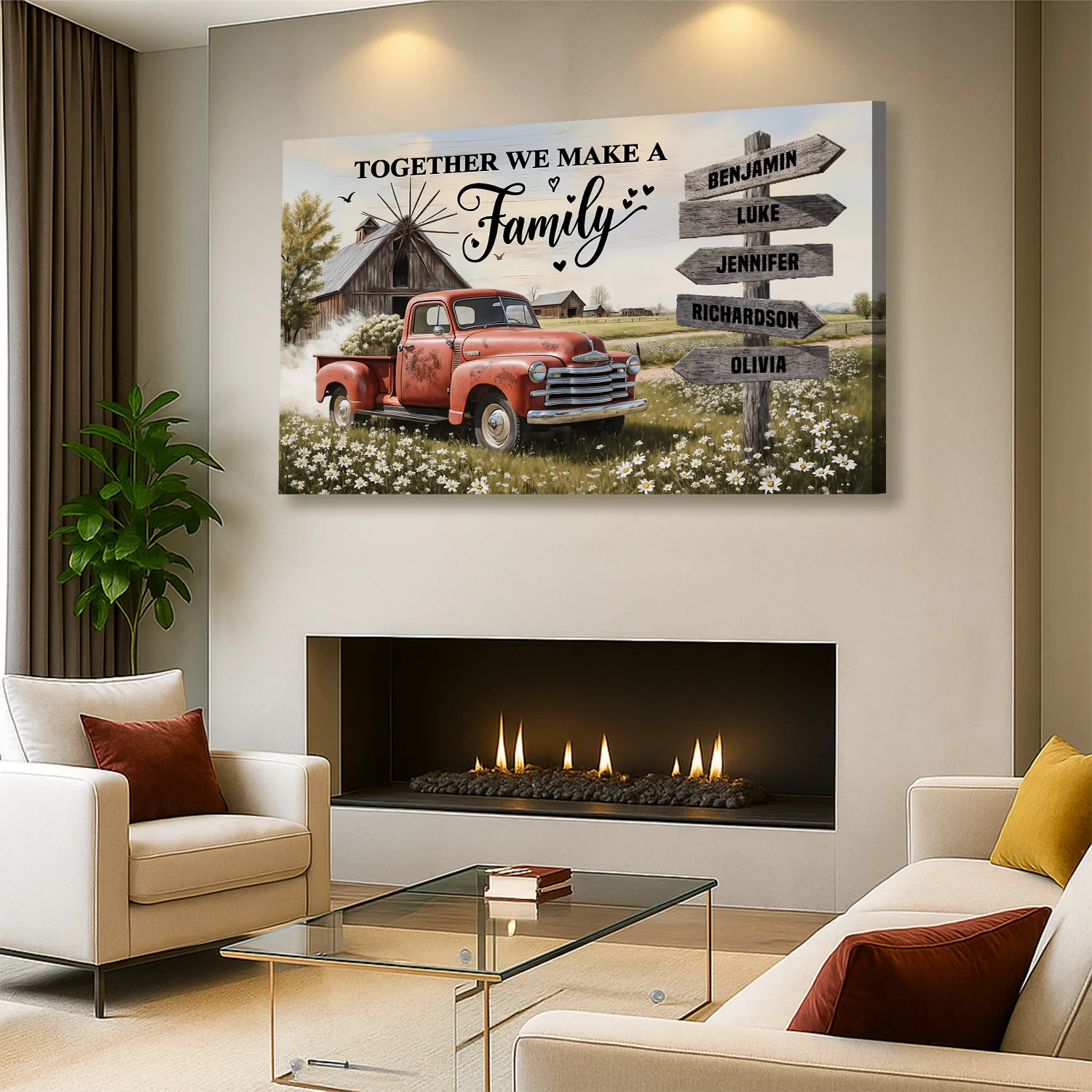 Personalized Family Farmhouse Old Truck Wall Art - Image 4