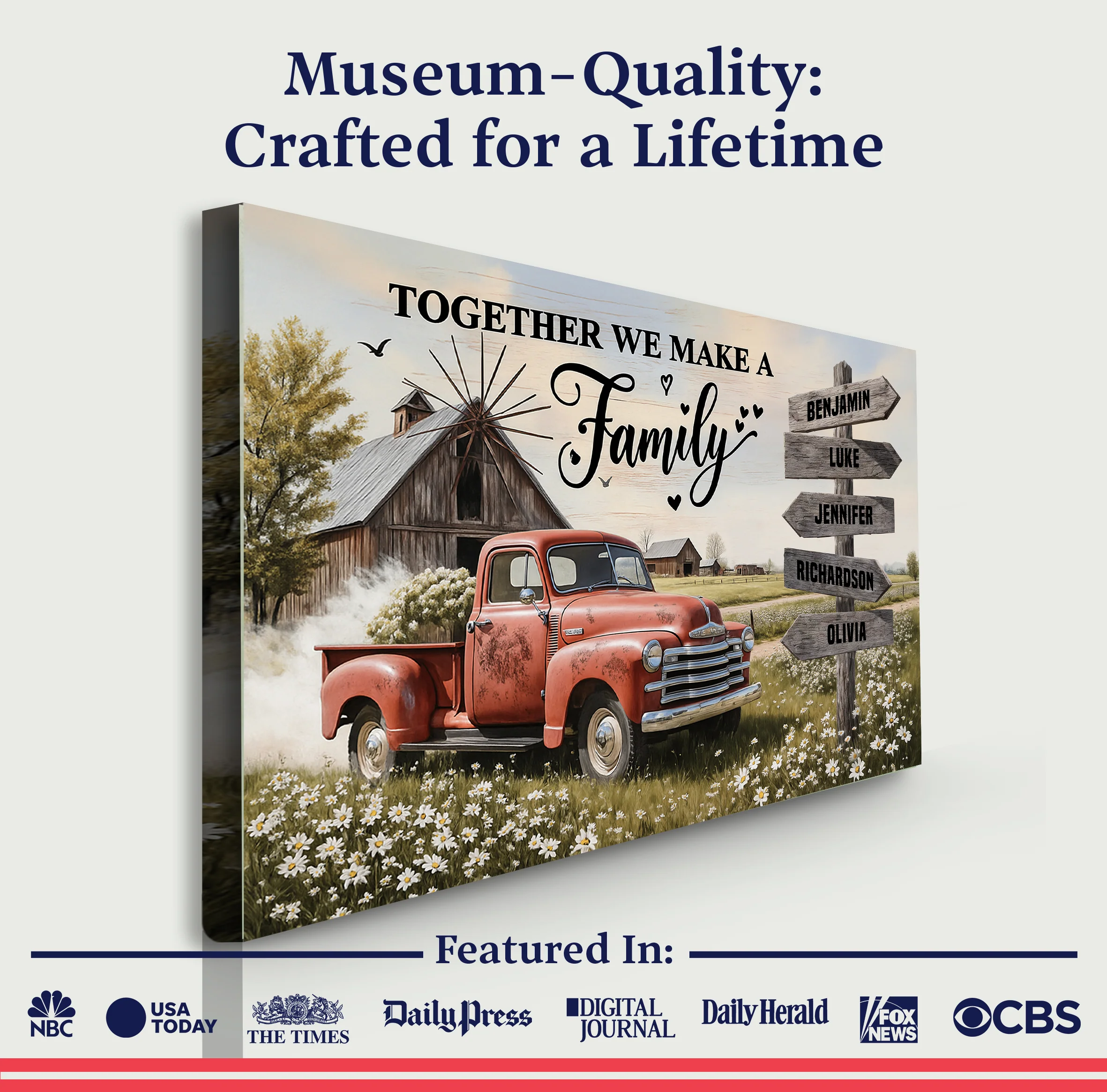 Personalized Family Farmhouse Old Truck Wall Art - Image 6