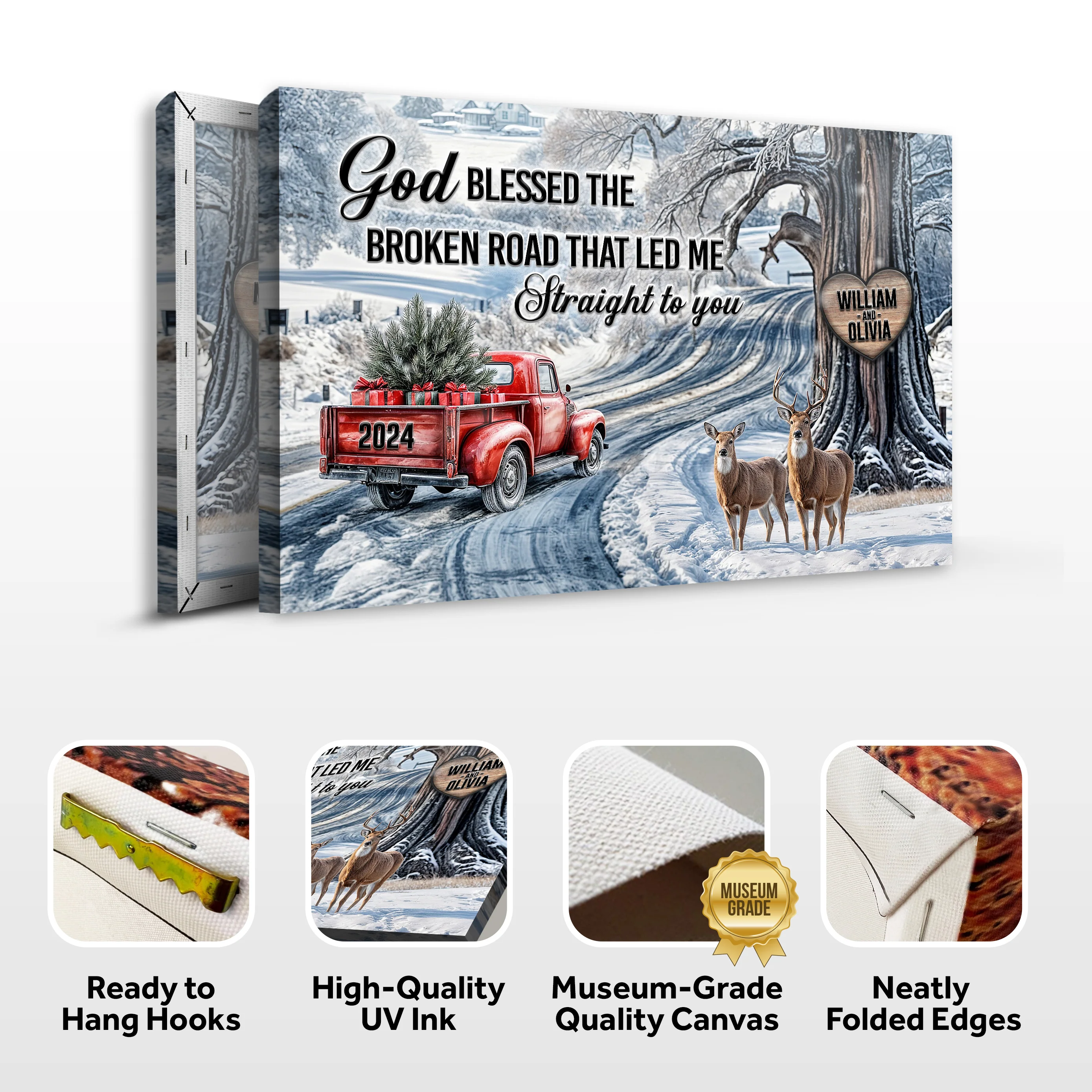 Personalized God Blessed The Broken Road Christmas Sign II - Image 6
