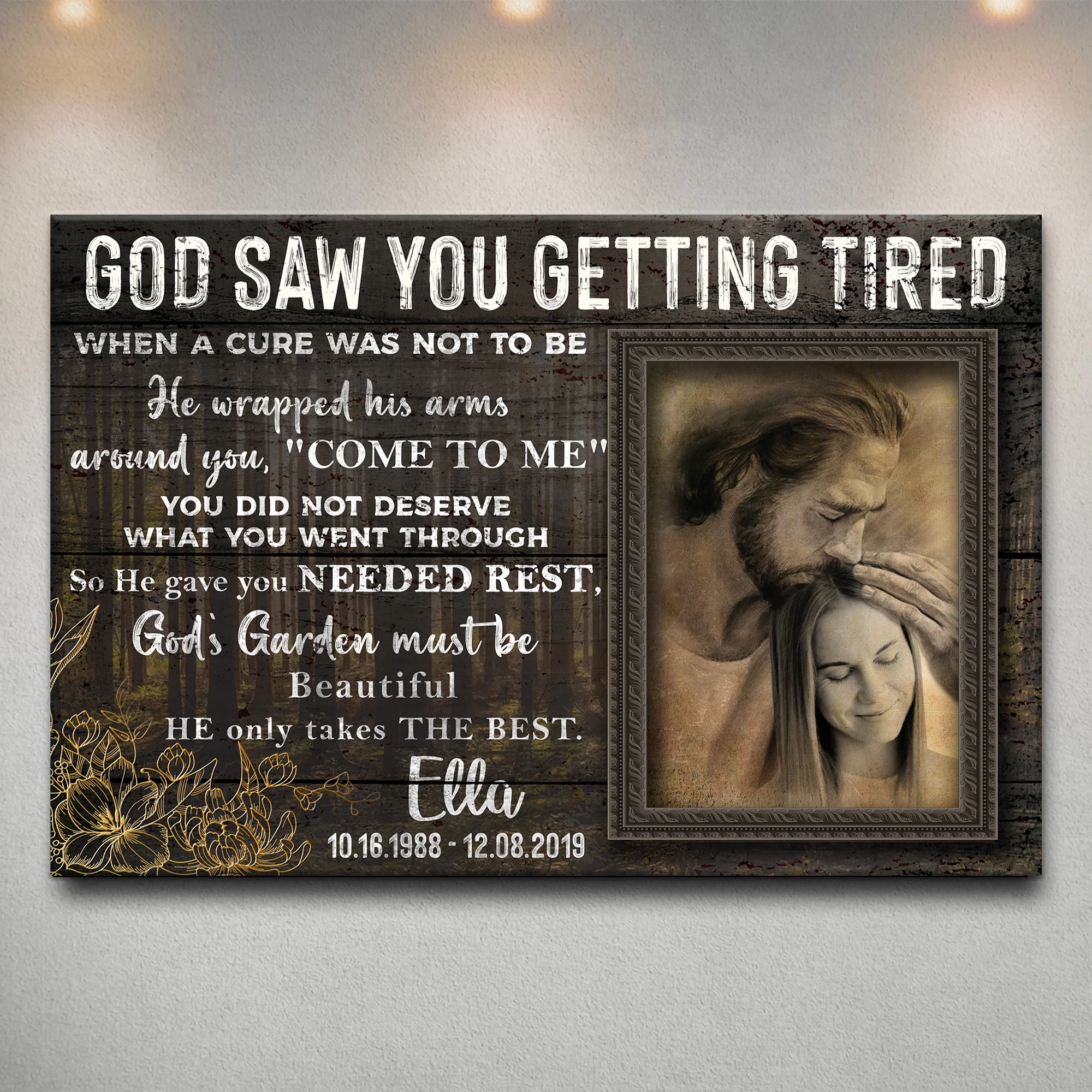 Personalized God Saw You Getting Tired Memorial Sign - Image 2