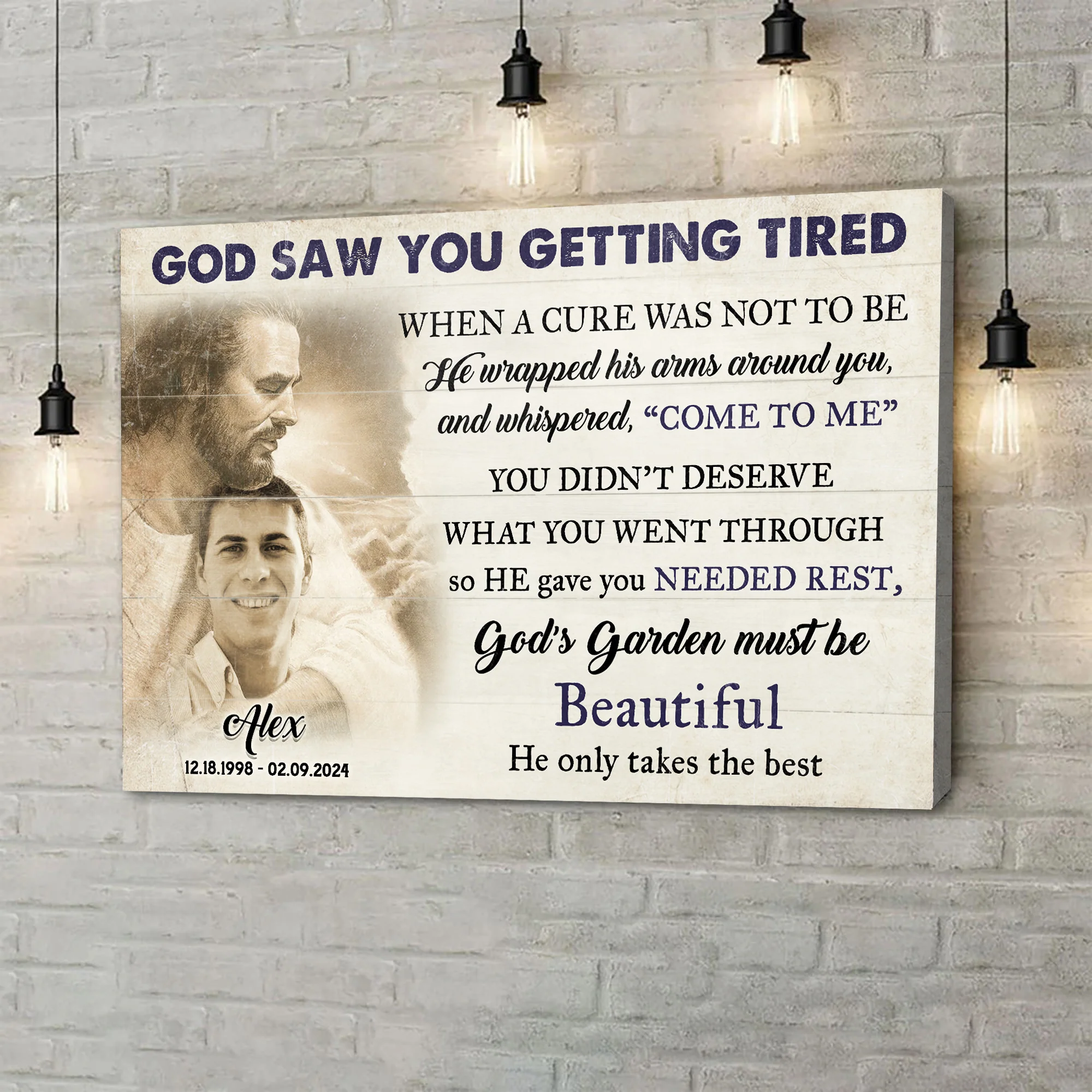 Personalized God Saw You Getting Tired Memorial Sign II - Image 2