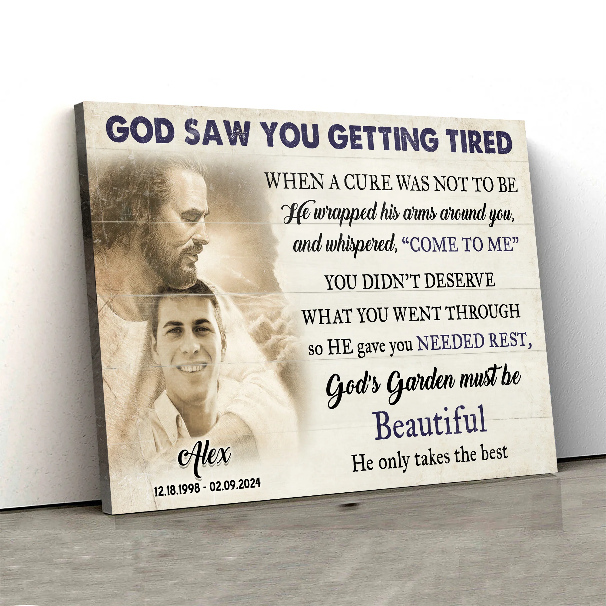 Personalized God Saw You Getting Tired Memorial Sign II - Image 3