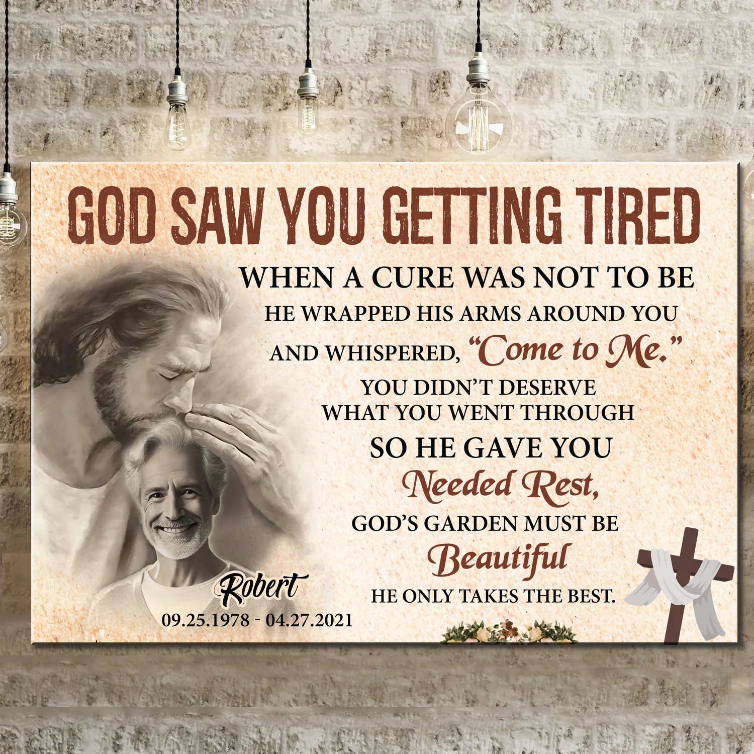Personalized God Saw You Getting Tired Memorial Sign III - Image 2