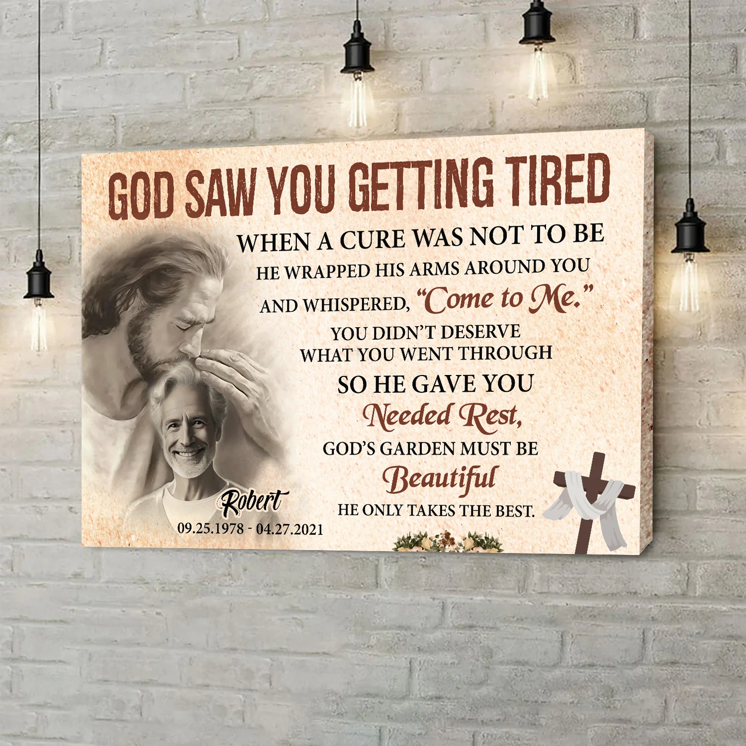 Personalized God Saw You Getting Tired Memorial Sign III - Image 3