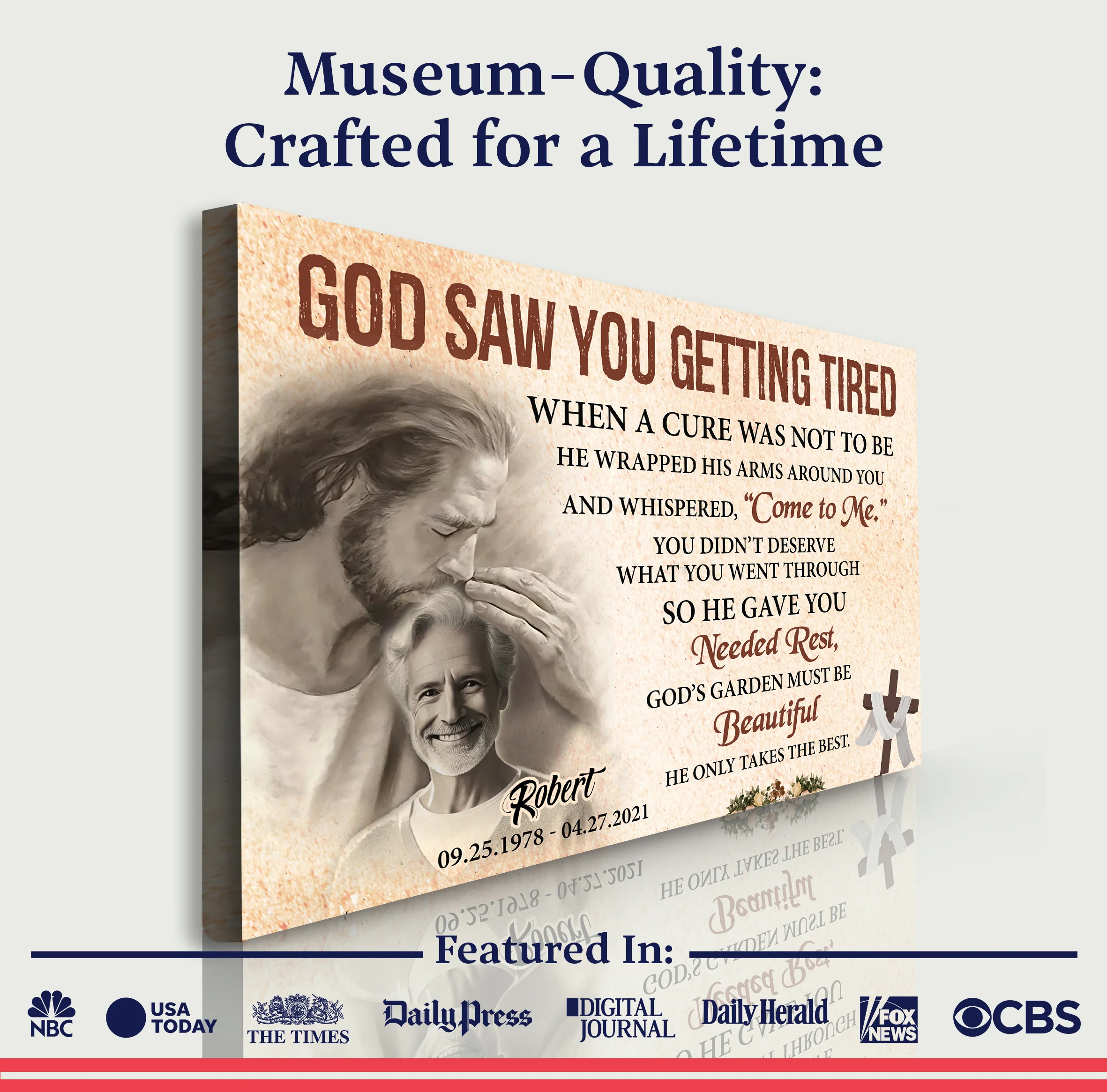 Personalized God Saw You Getting Tired Memorial Sign III - Image 4